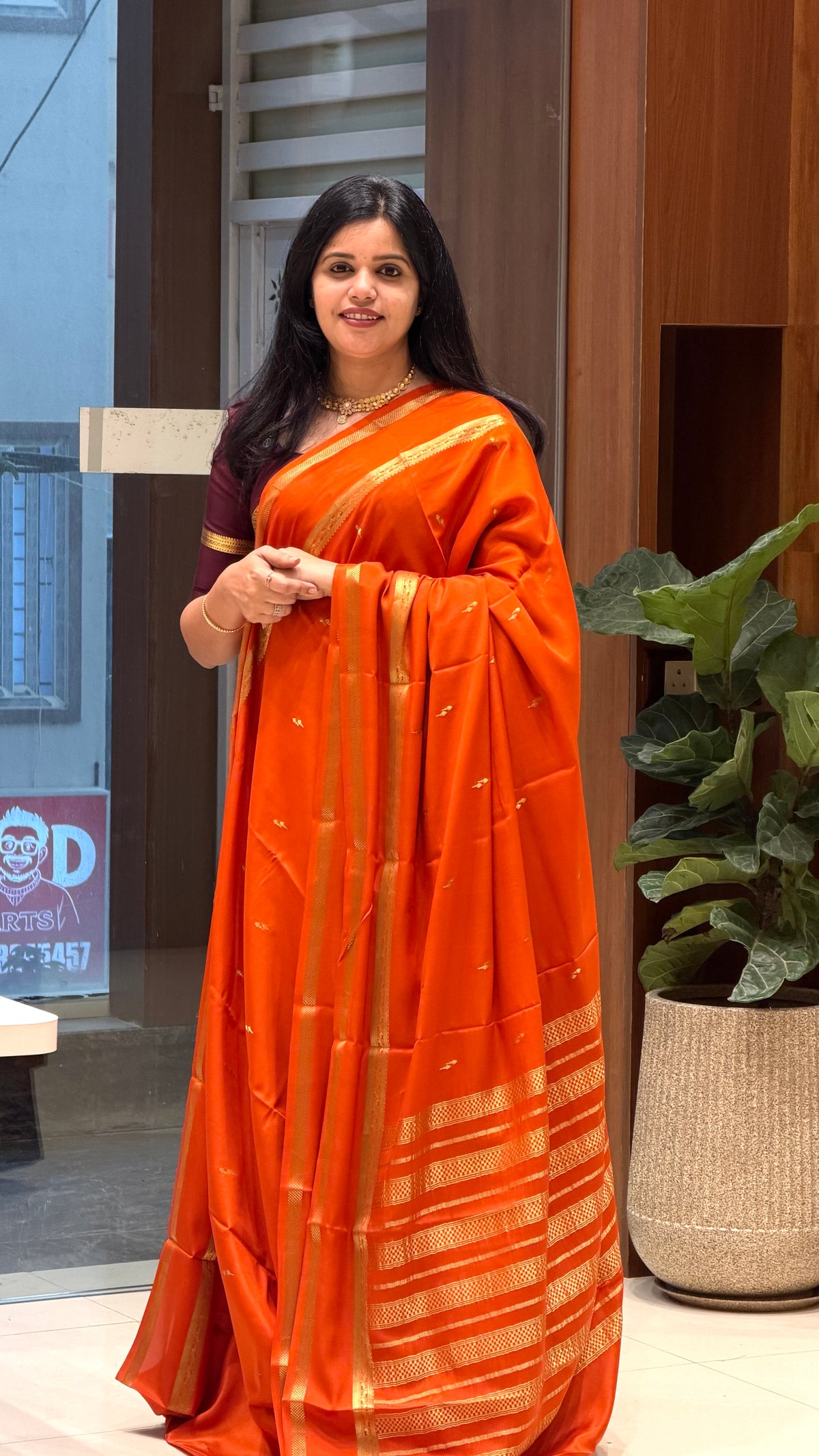 PURE MYSORE CREPE PSM523-ORANGE
