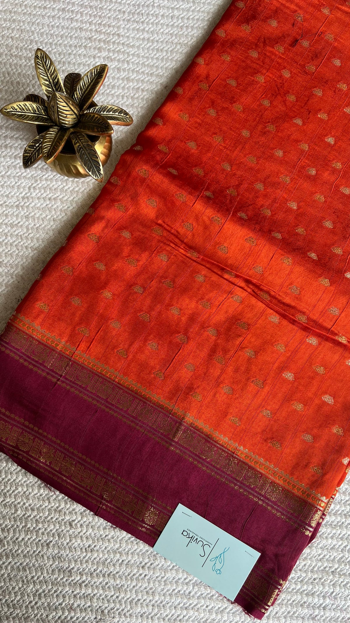 CRAPE SILK SUV5703-ORANGE WITH WINE