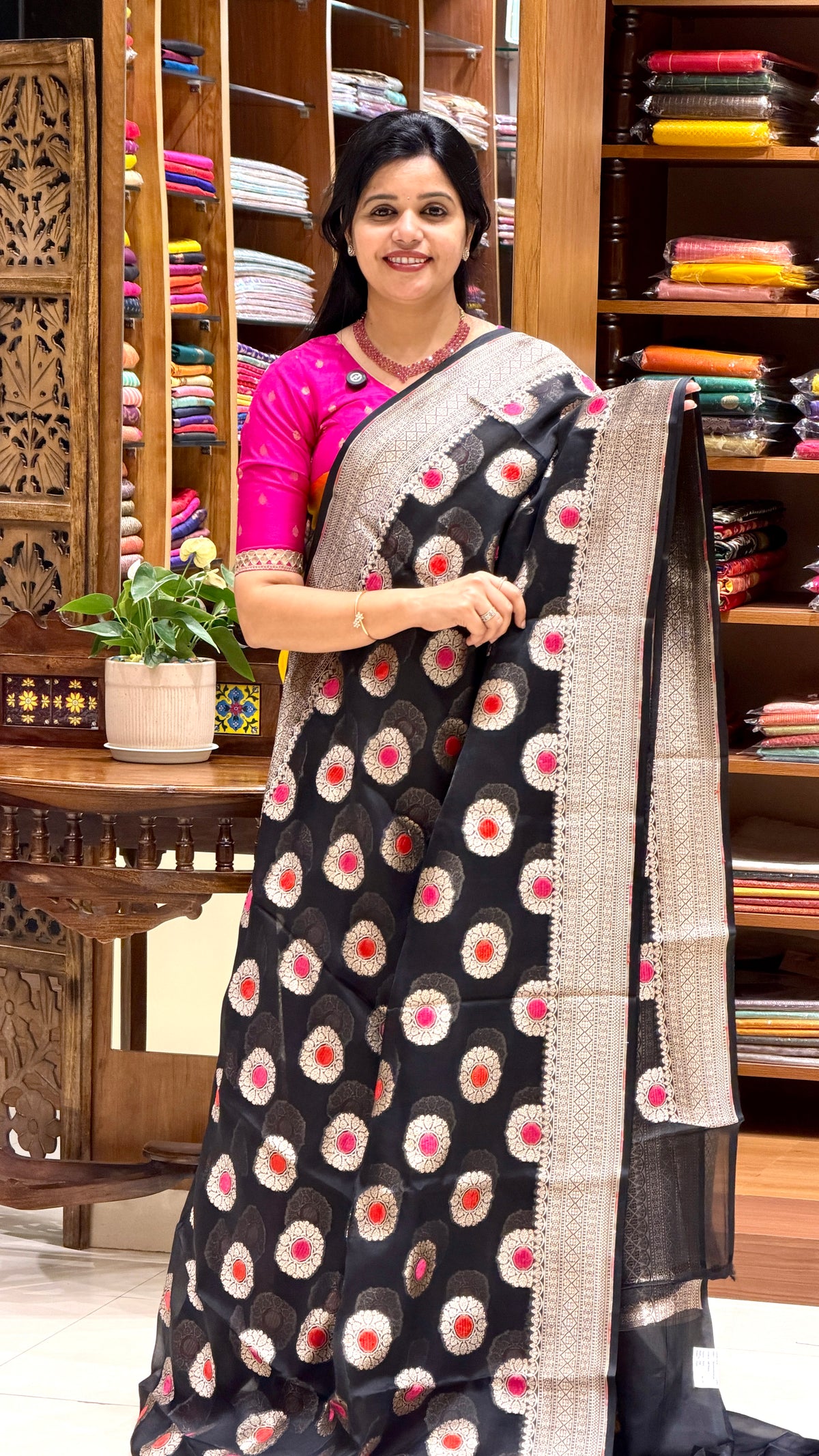 PURE KORA ORGANZA SILK SAREE PSBS195-BLACK