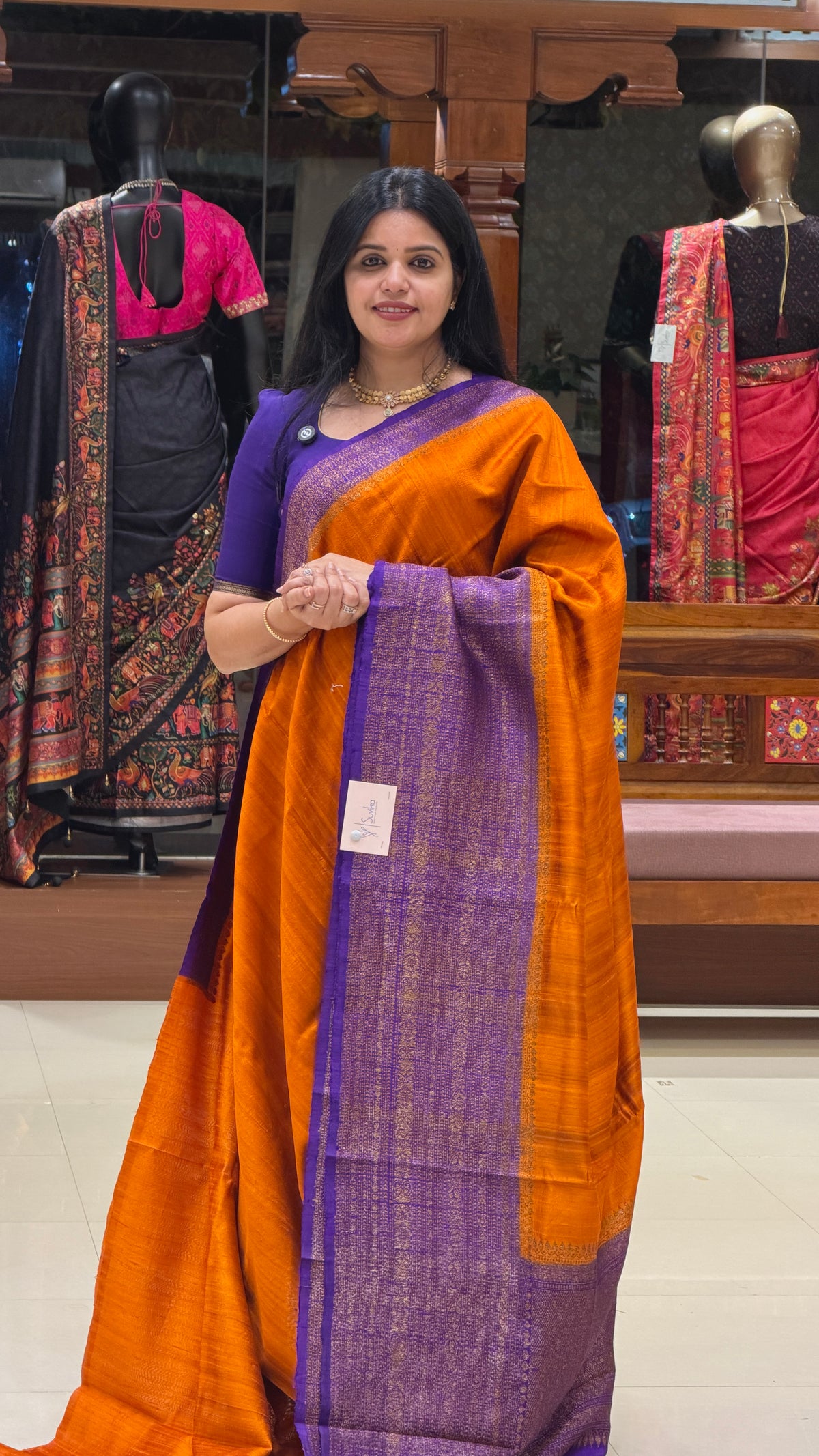 PURE BANARASI DUPION SILK PSBS322-ORANGE