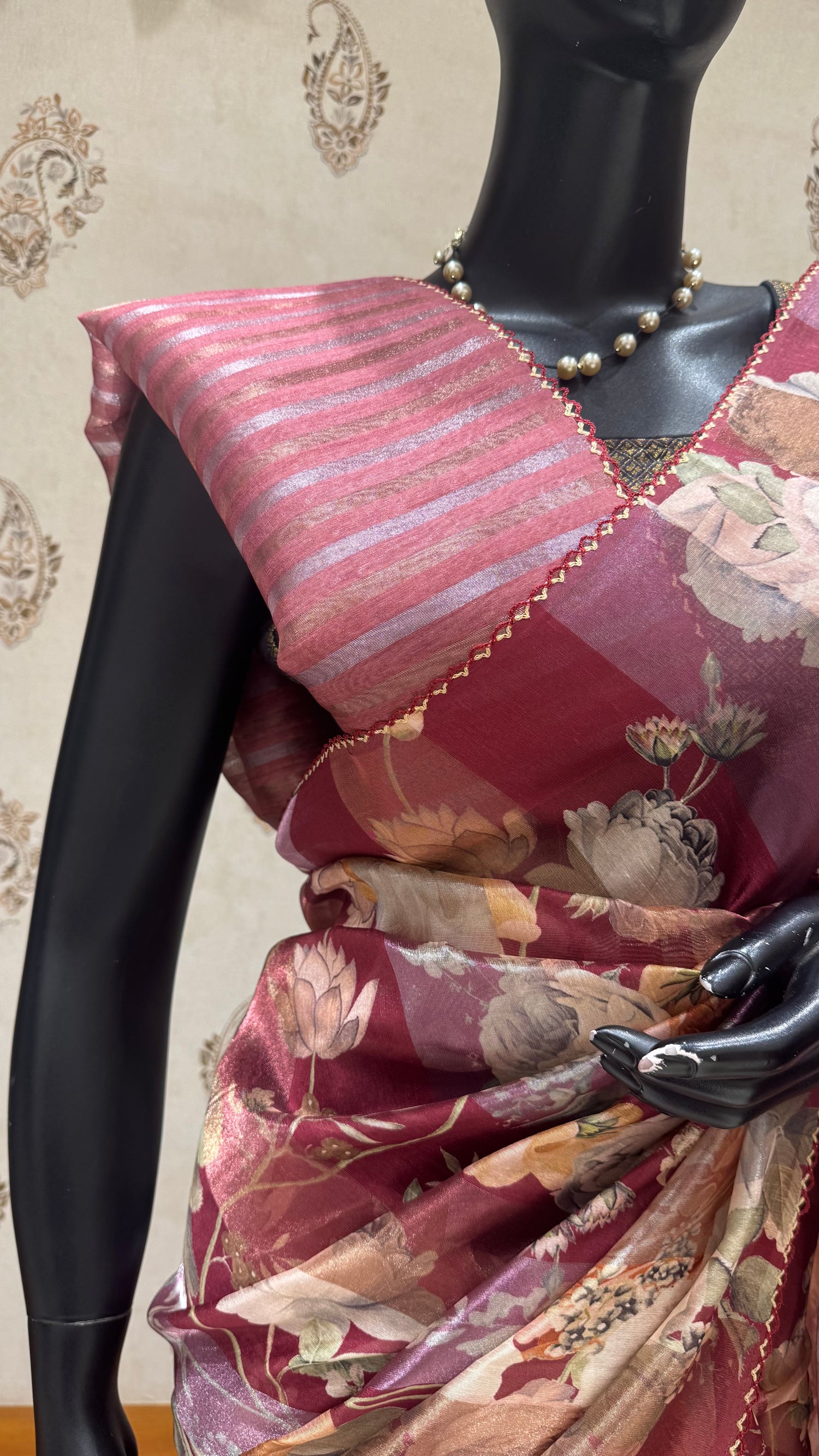 ORGANZA SAREE SUV5513-MAROON
