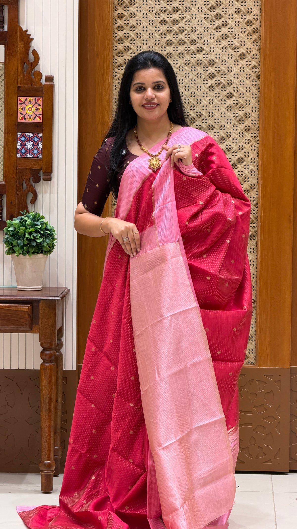 TUSSER SILK SAREE  SUV5859-PINK