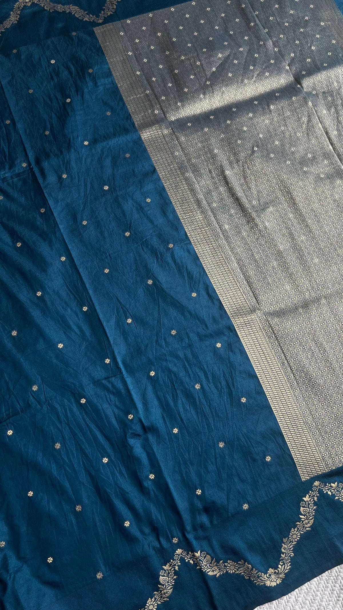 Crepe silk saree SUV5836-PEACOCKBLUE