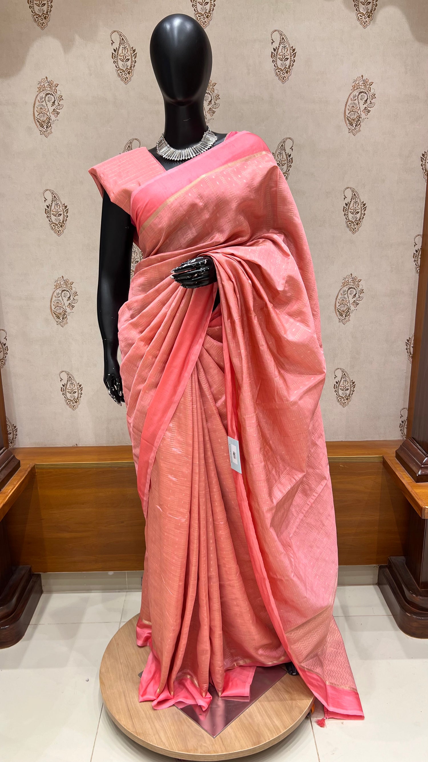 VISCOSE TUSSER SAREE SUV5590-PEACH