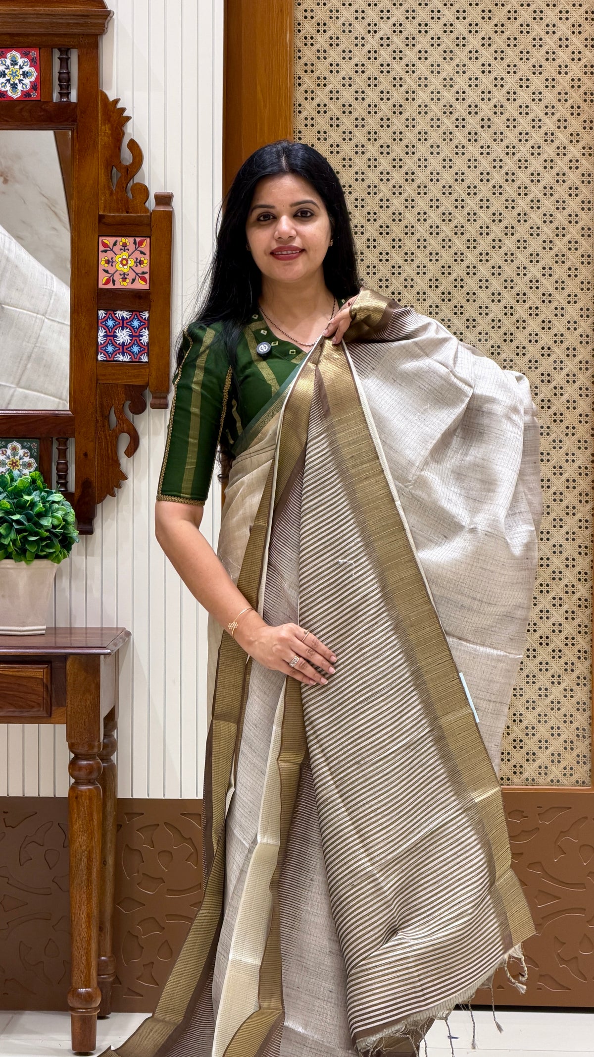 TUSSER SILK SUV5522-BROWN