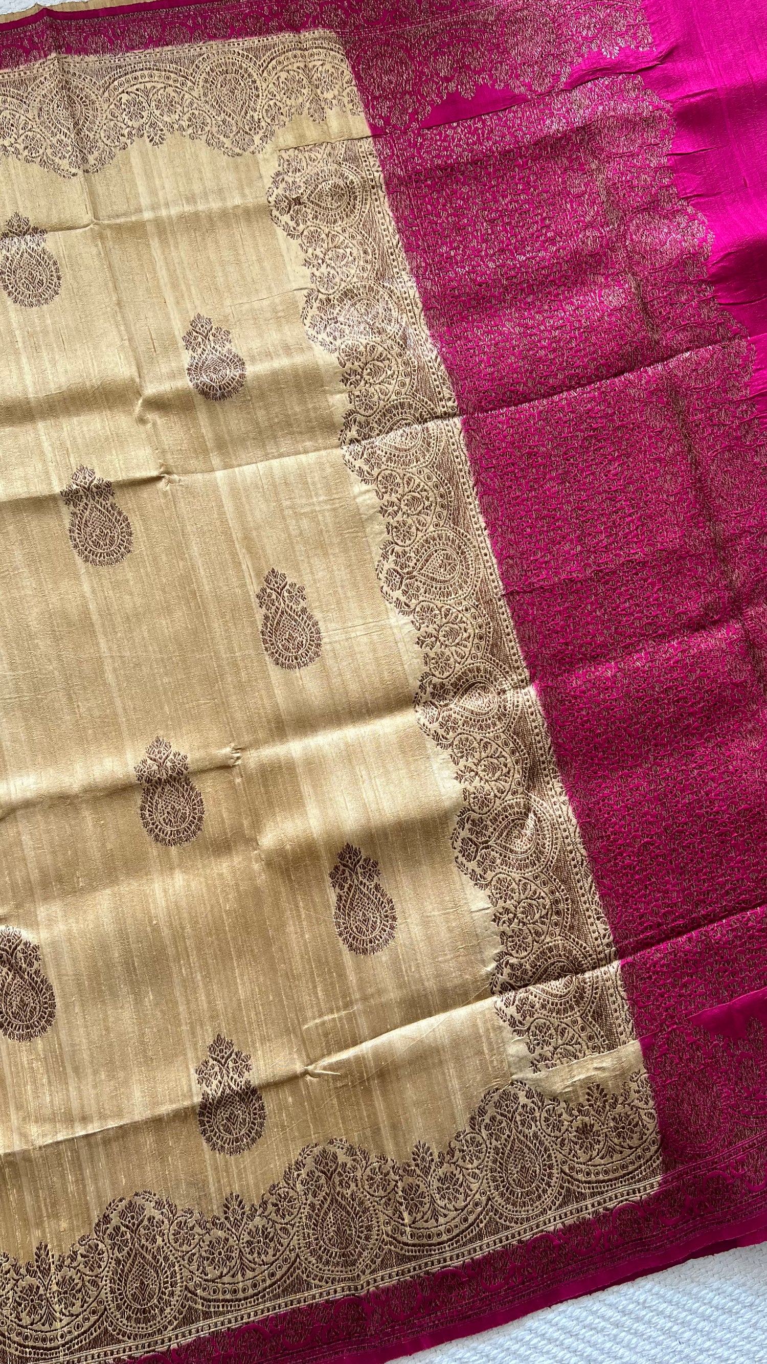 PSUV247-CHICKU WITH PINK PURE DUPION SILK SAREE