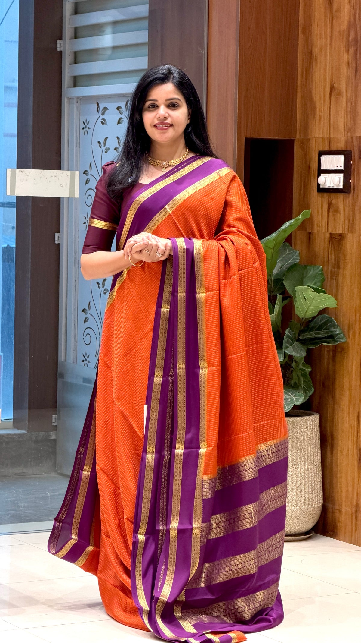PURE MYSORE CREPE PSH505-ORANGE