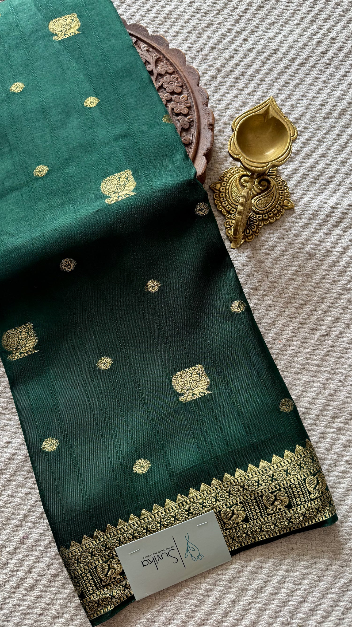 SEMI MYSORE CREPE SILK SAREE SUV5469-BOTTLEGREEN