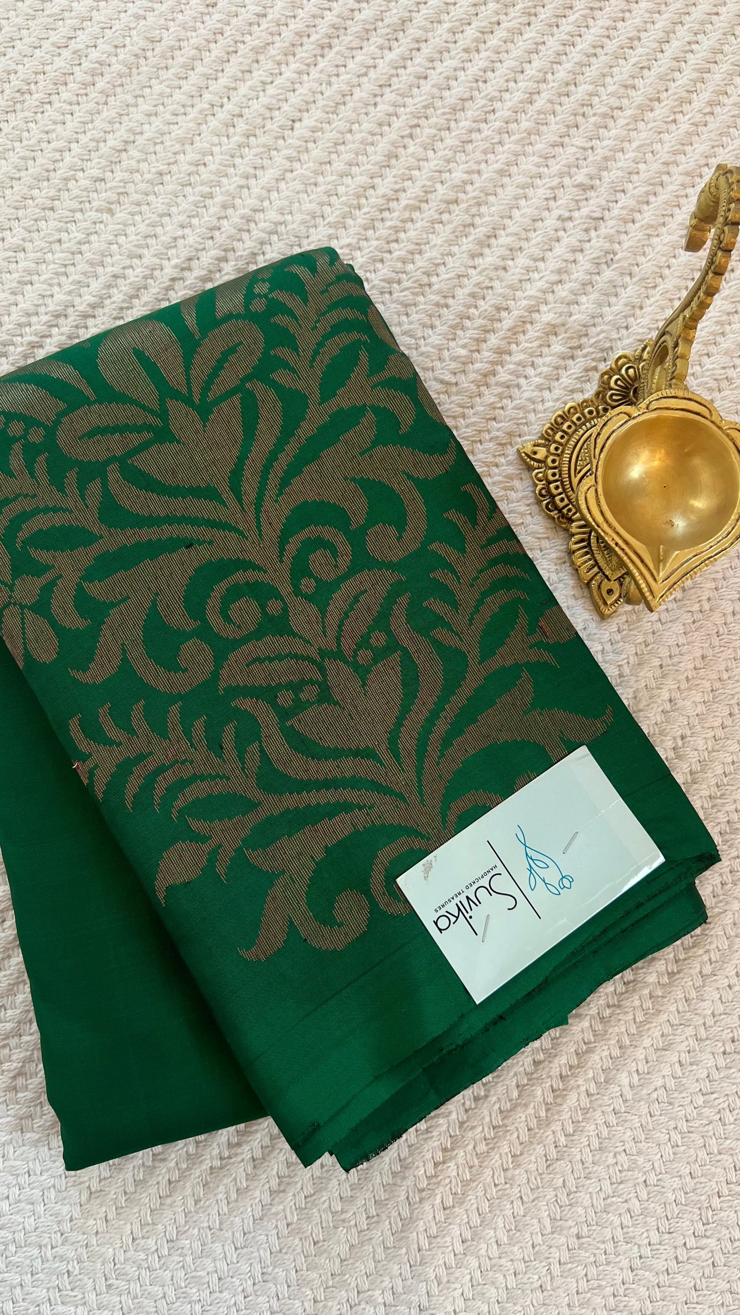 SUP1485 - GREEN PURE SOFT SILK SAREE