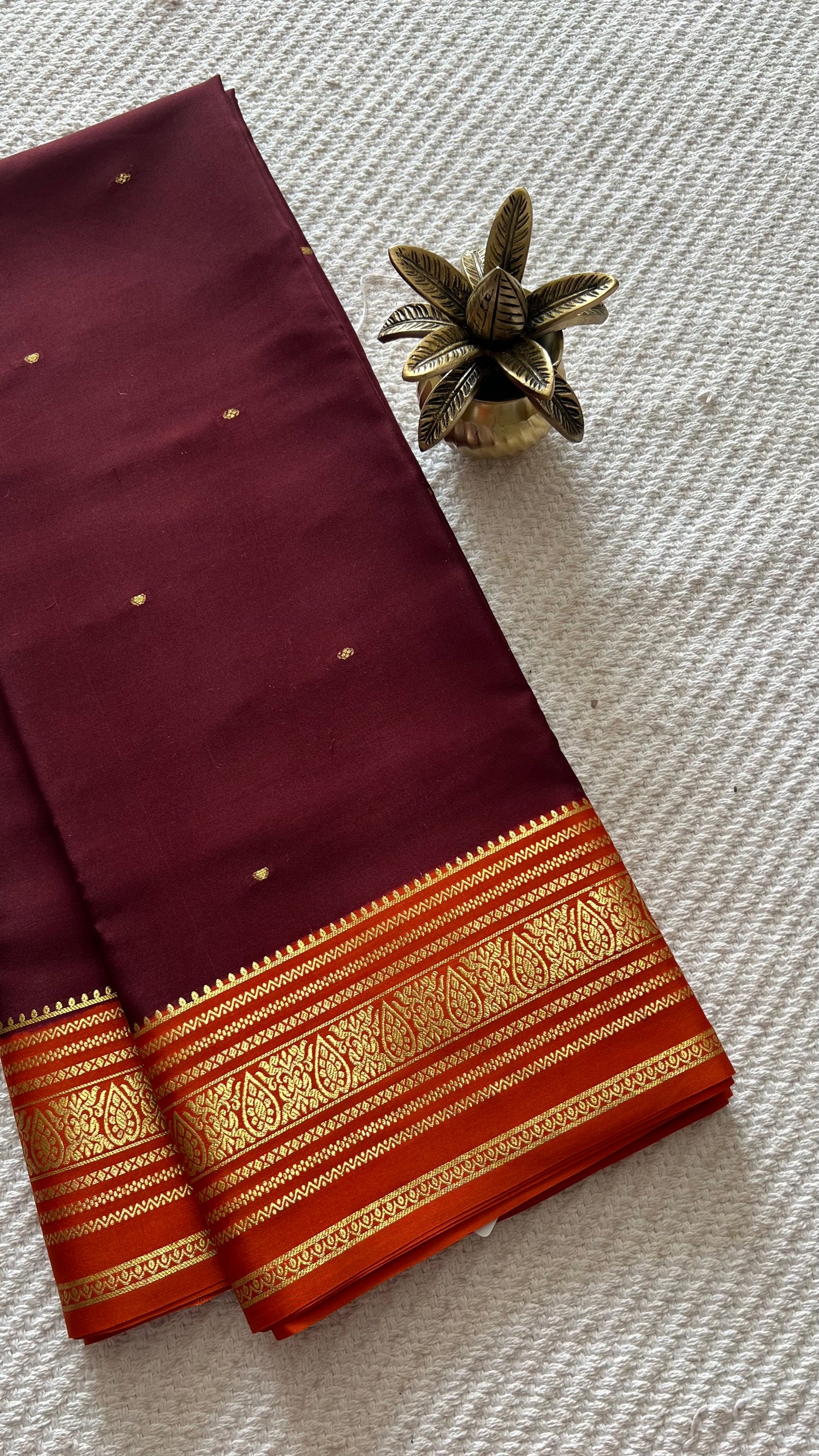 PSUV204-COFFEEBROWN WITH ORANGE PURE MYSORE SILK
