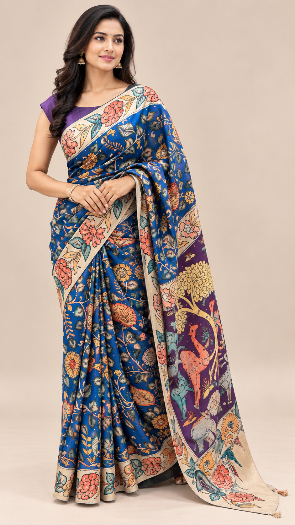 TUSSER SILK SAREE SUV5452-BLUE