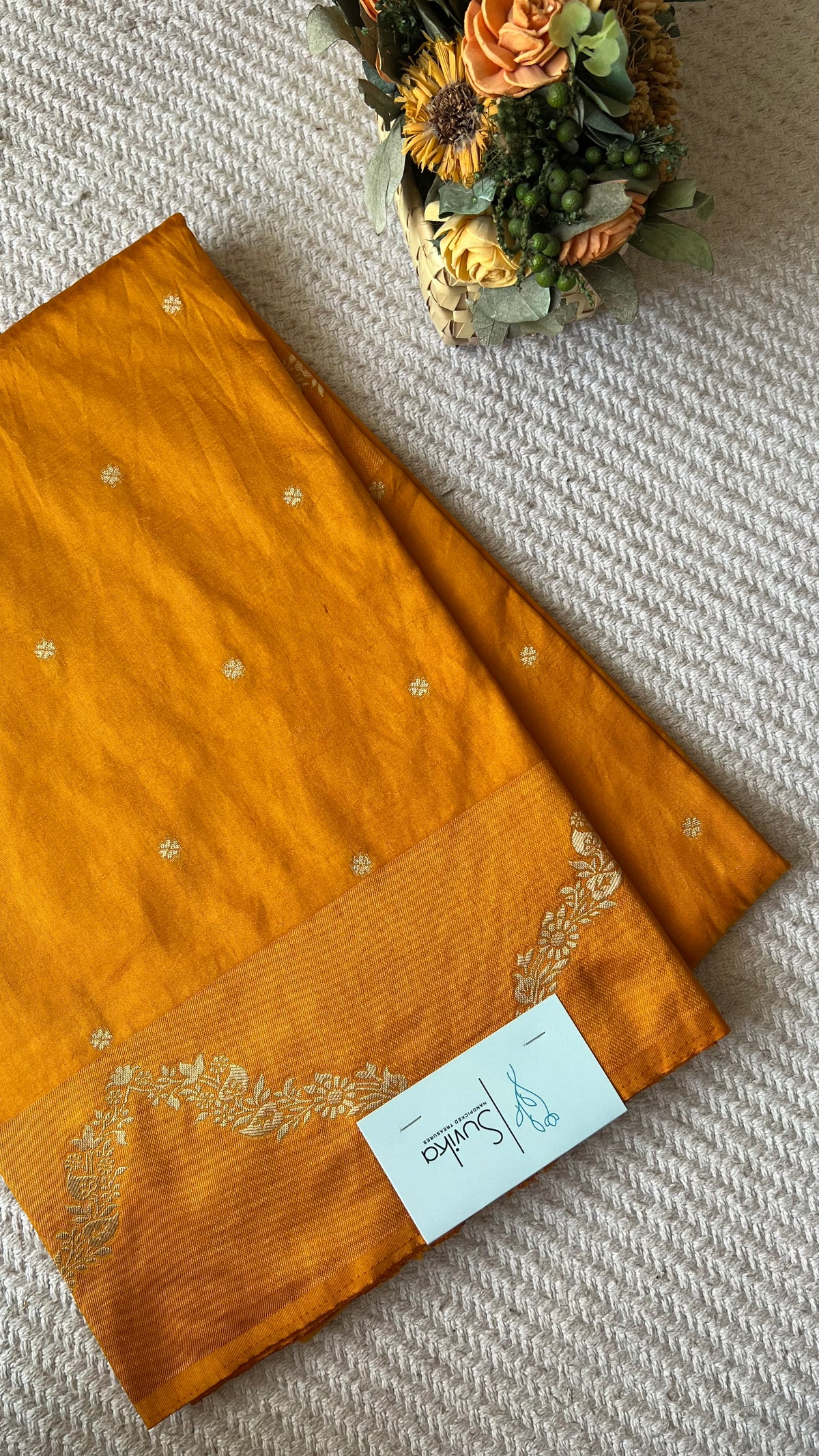 Crepe silk saree SUV5836-MUSTARD