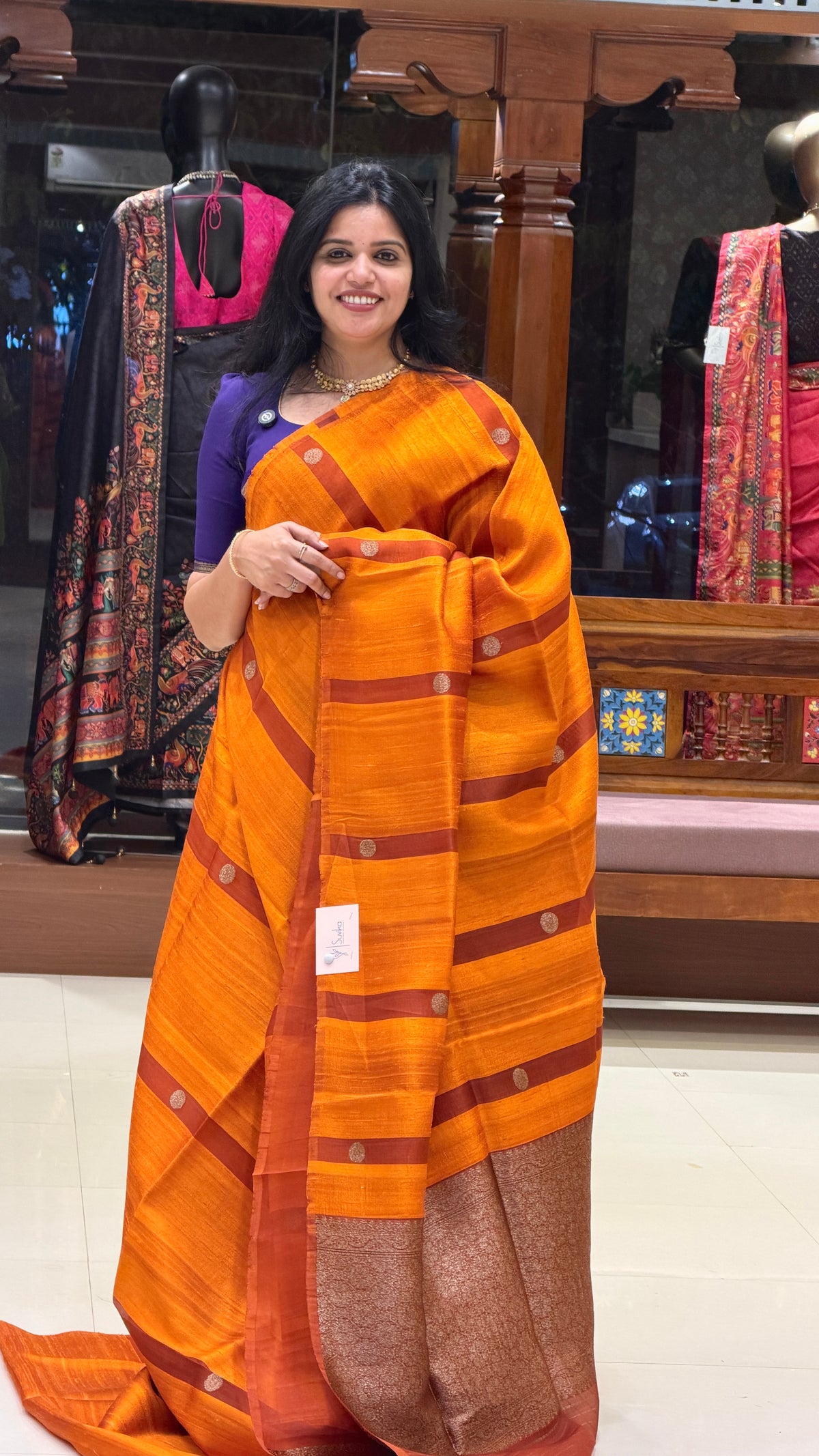 PURE BANARASI DUPION SILK PSB50-ORANGE