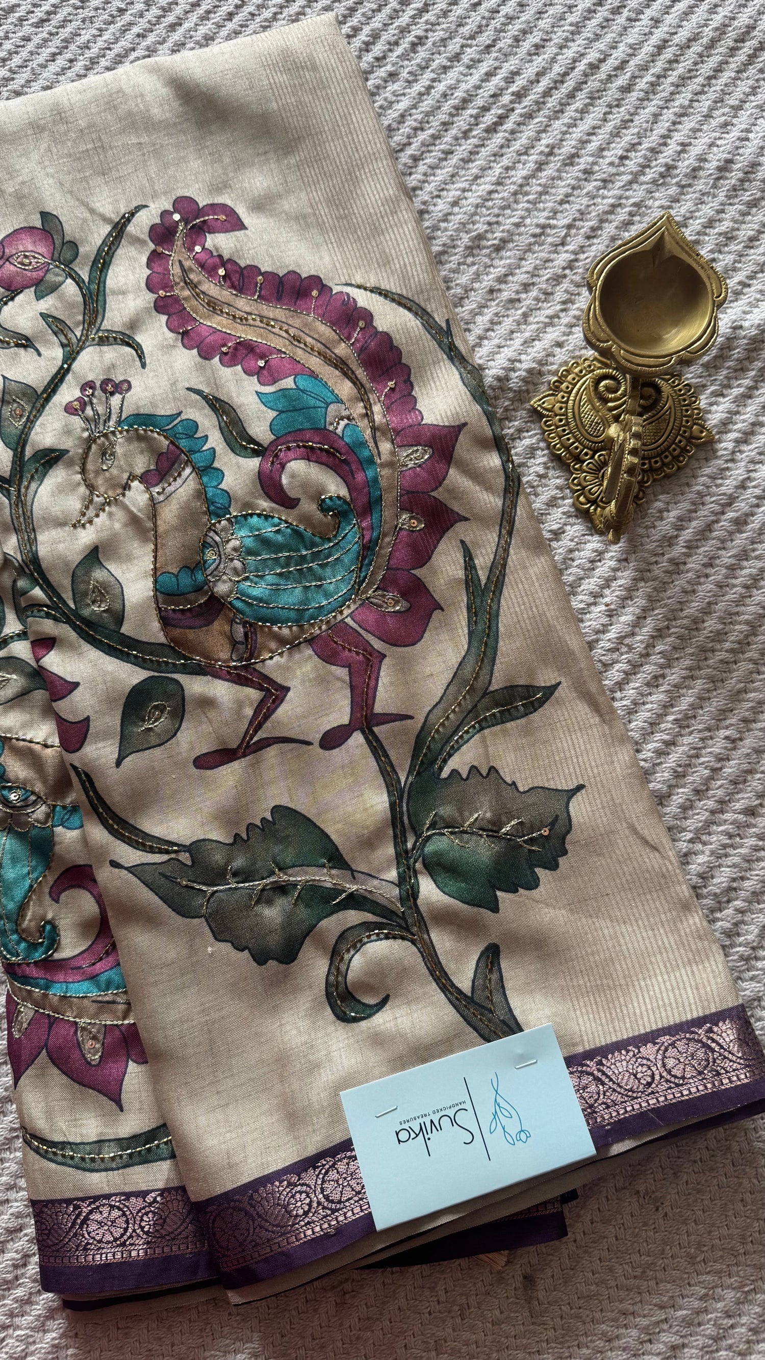 TUSSER SAREE SUV5637-PURPLE