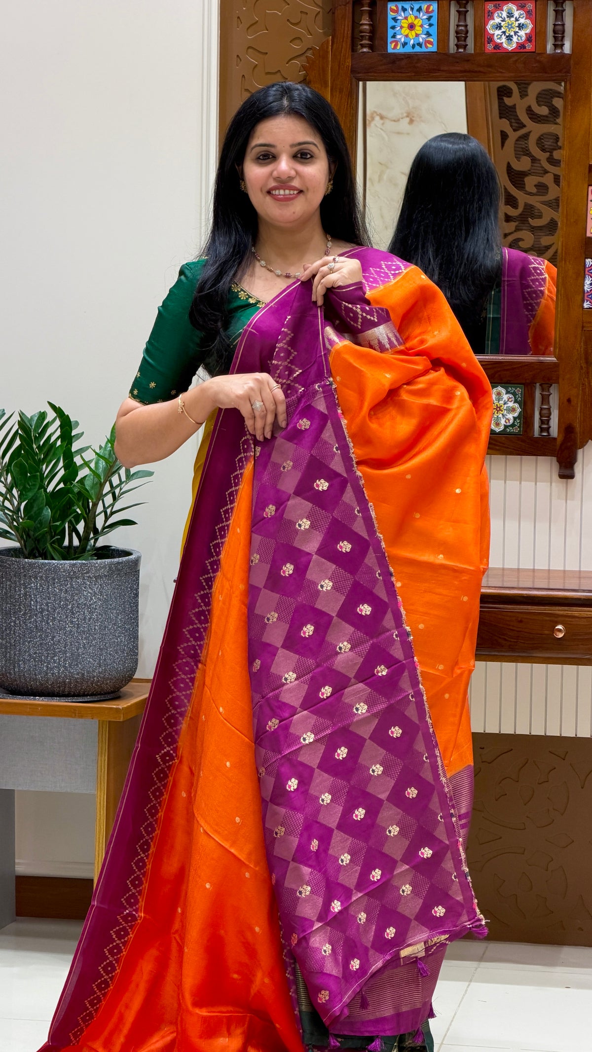 TUSSER CREPE SILK SAREE SUV6089-ORANGE