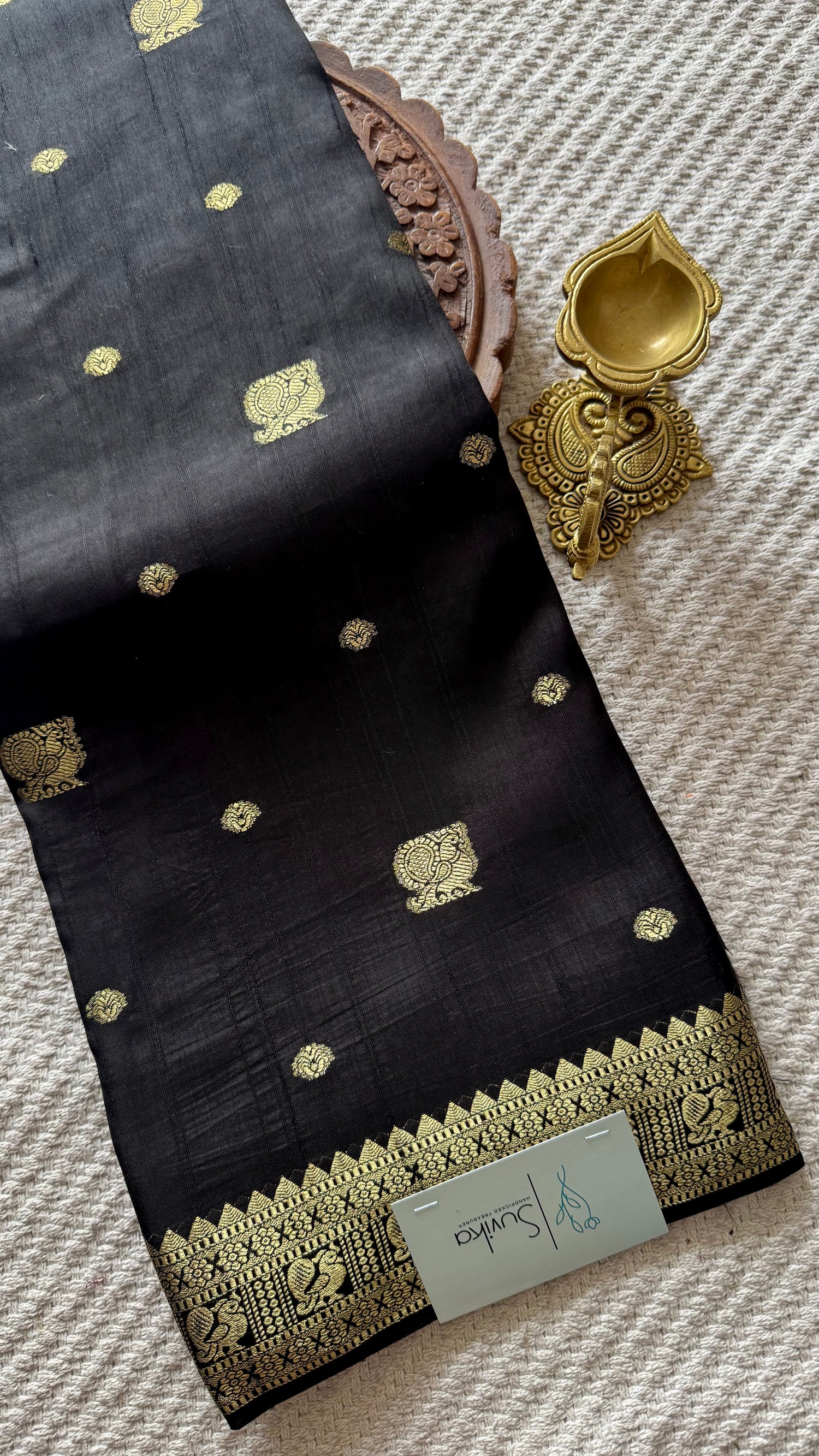 SEMI MYSORE CREPE SILK SAREE SUV5469-BLACK