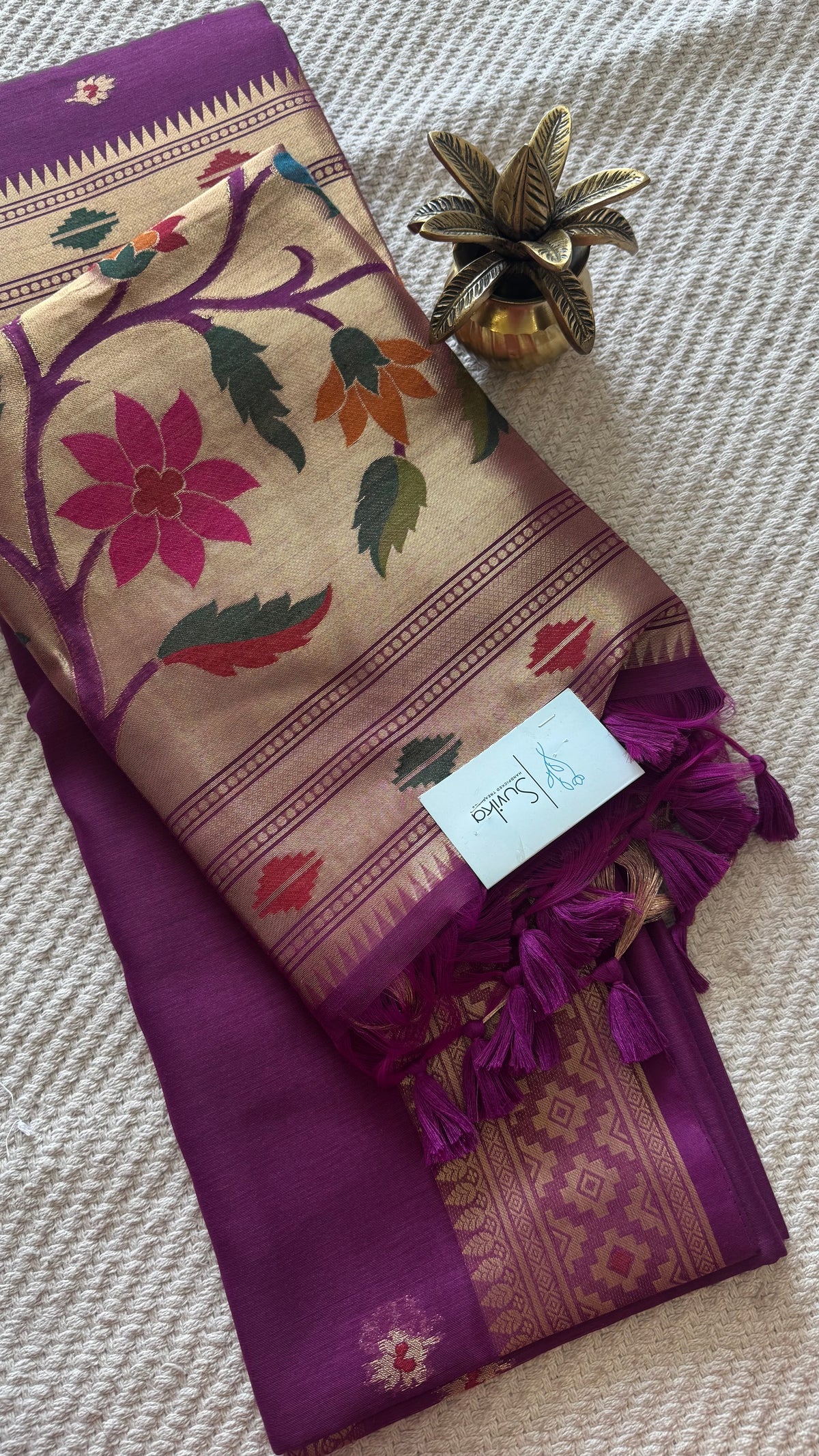TUSSER COTTON SAREE SUV5957-MAGENTA