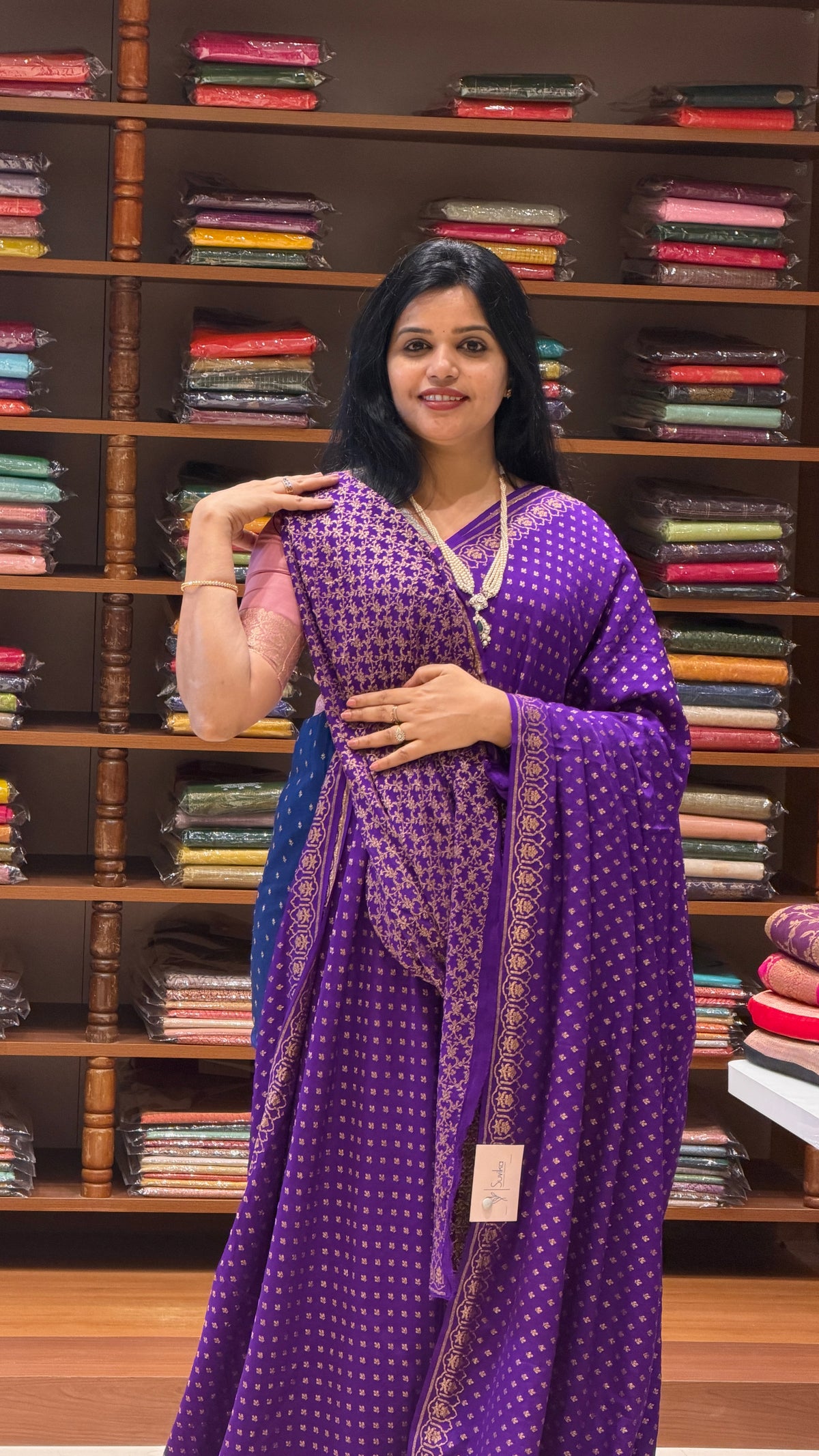 PURE BANARASI CREPE SAREE PSGM484-PURPLE