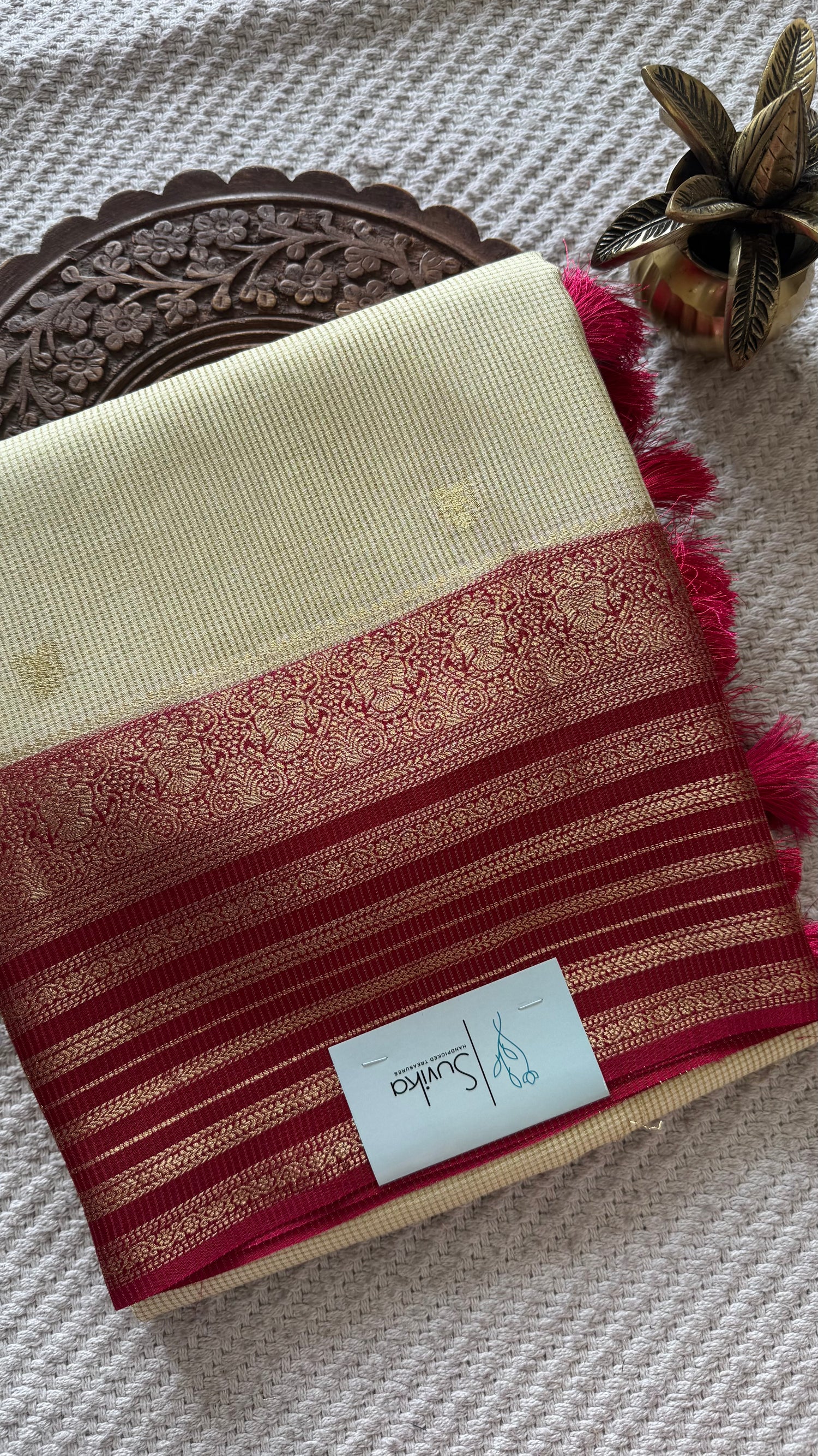 CREPE SILK SAREE SUV5455-WHITE WITH PINK