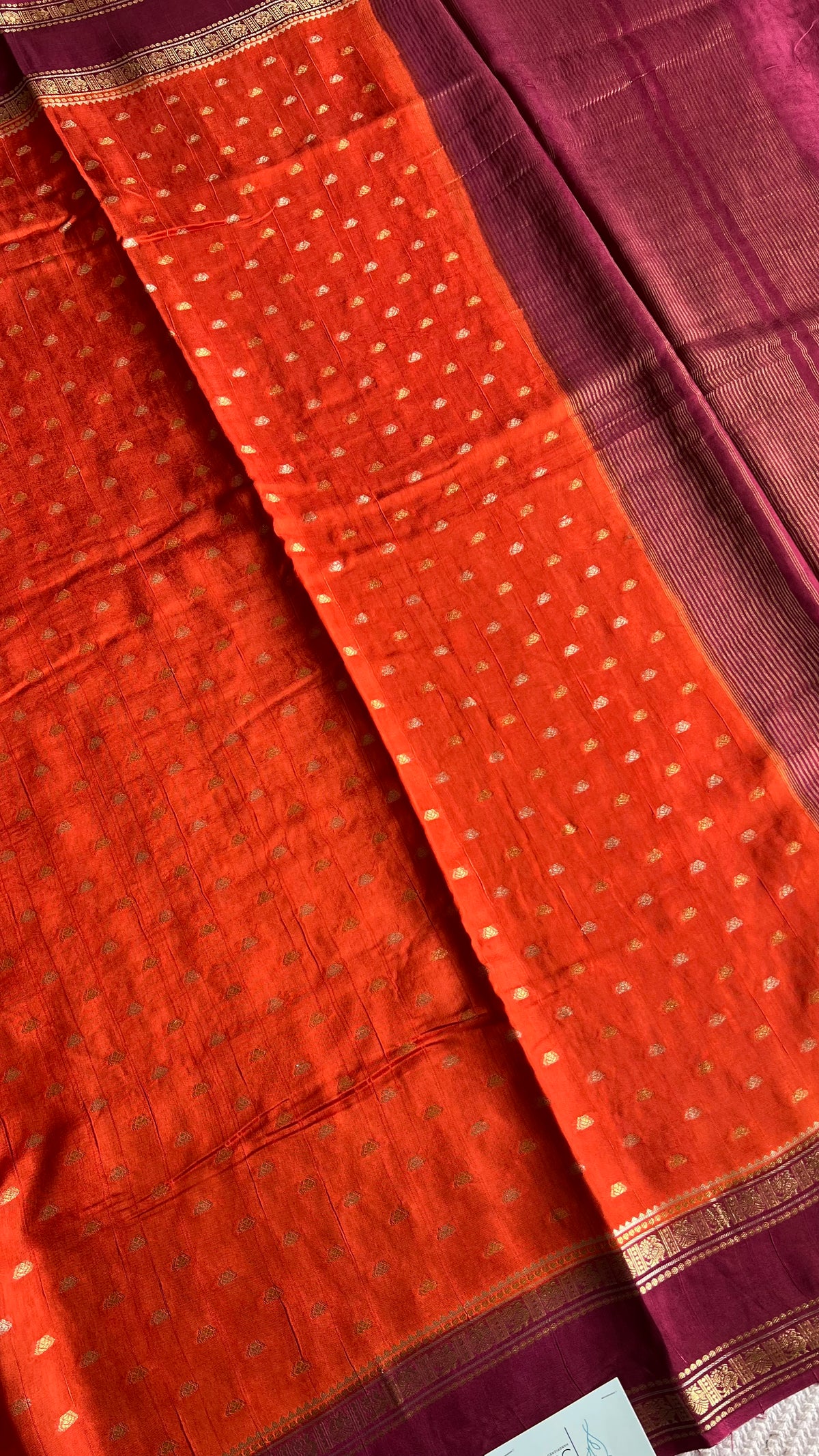 CRAPE SILK SUV5703-ORANGE WITH WINE