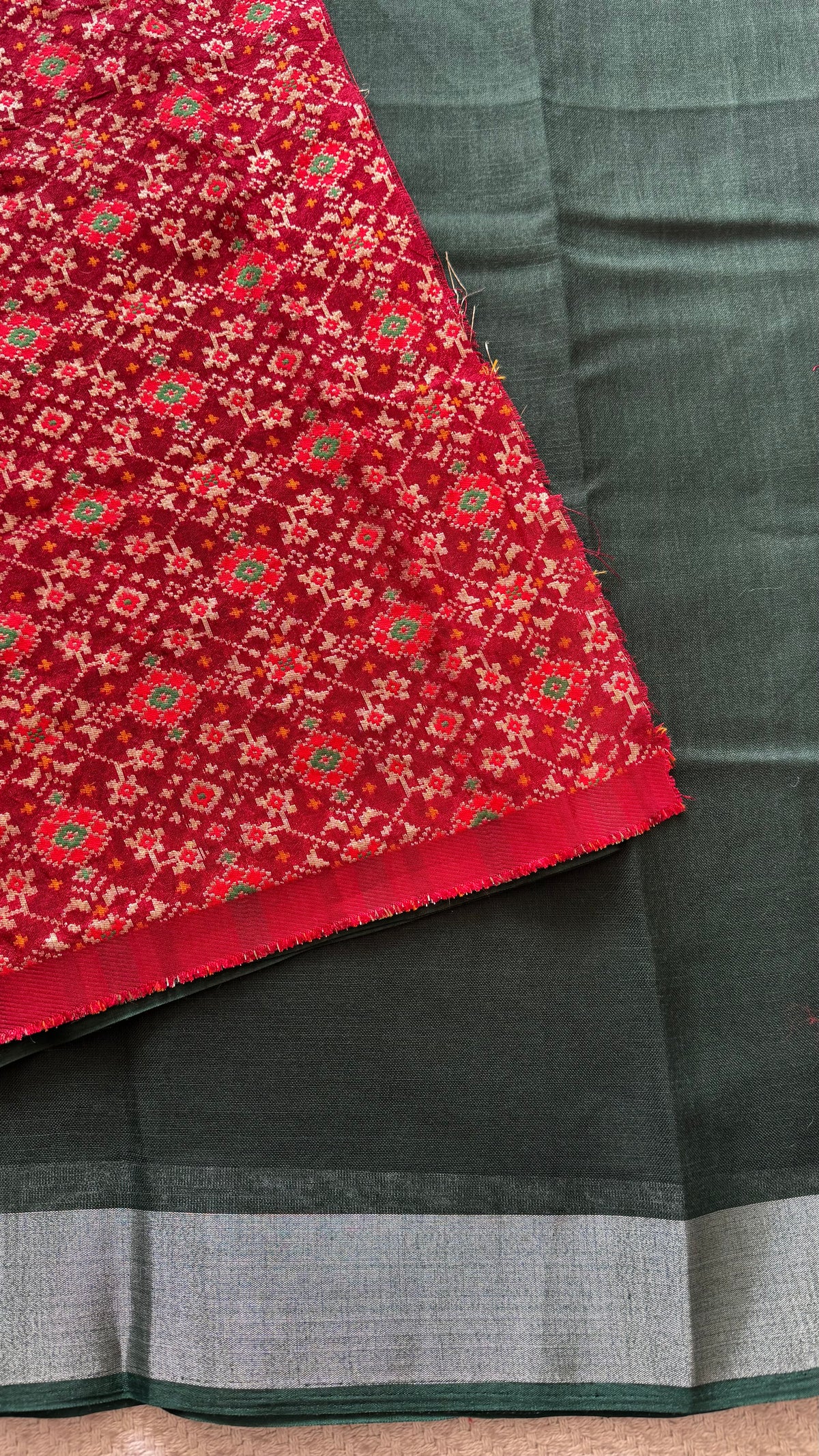 LINEN COTTON SAREE SUV5940-BOTTLEGREEN