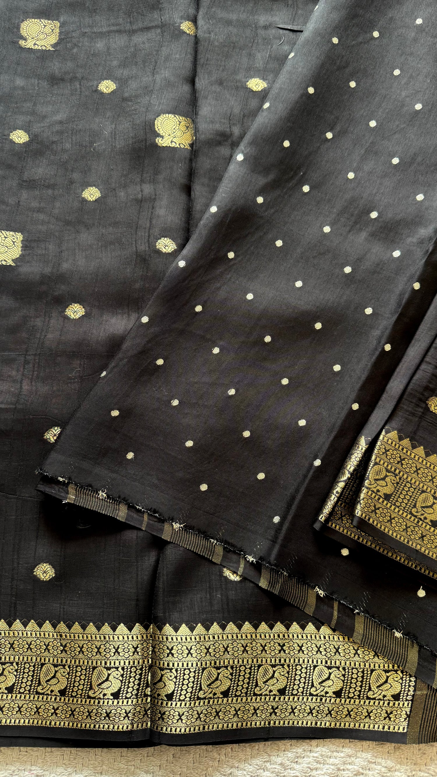 SEMI MYSORE CREPE SILK SAREE SUV5469-BLACK