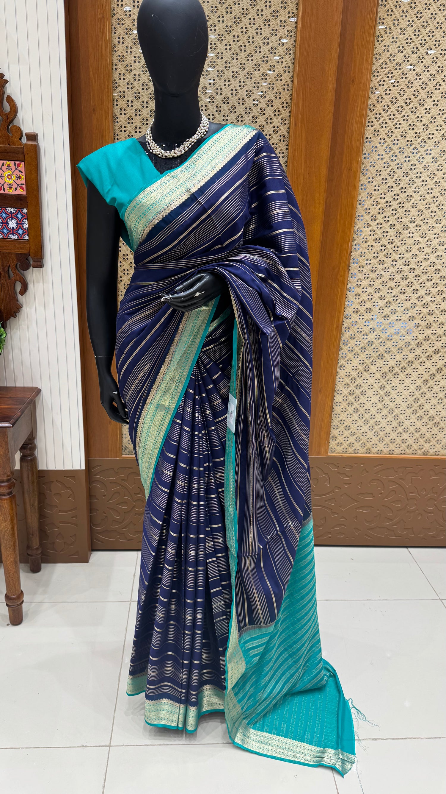 MYSORE CRAPE SUV2131 - ROYALBLUE WITH RAMABLUE