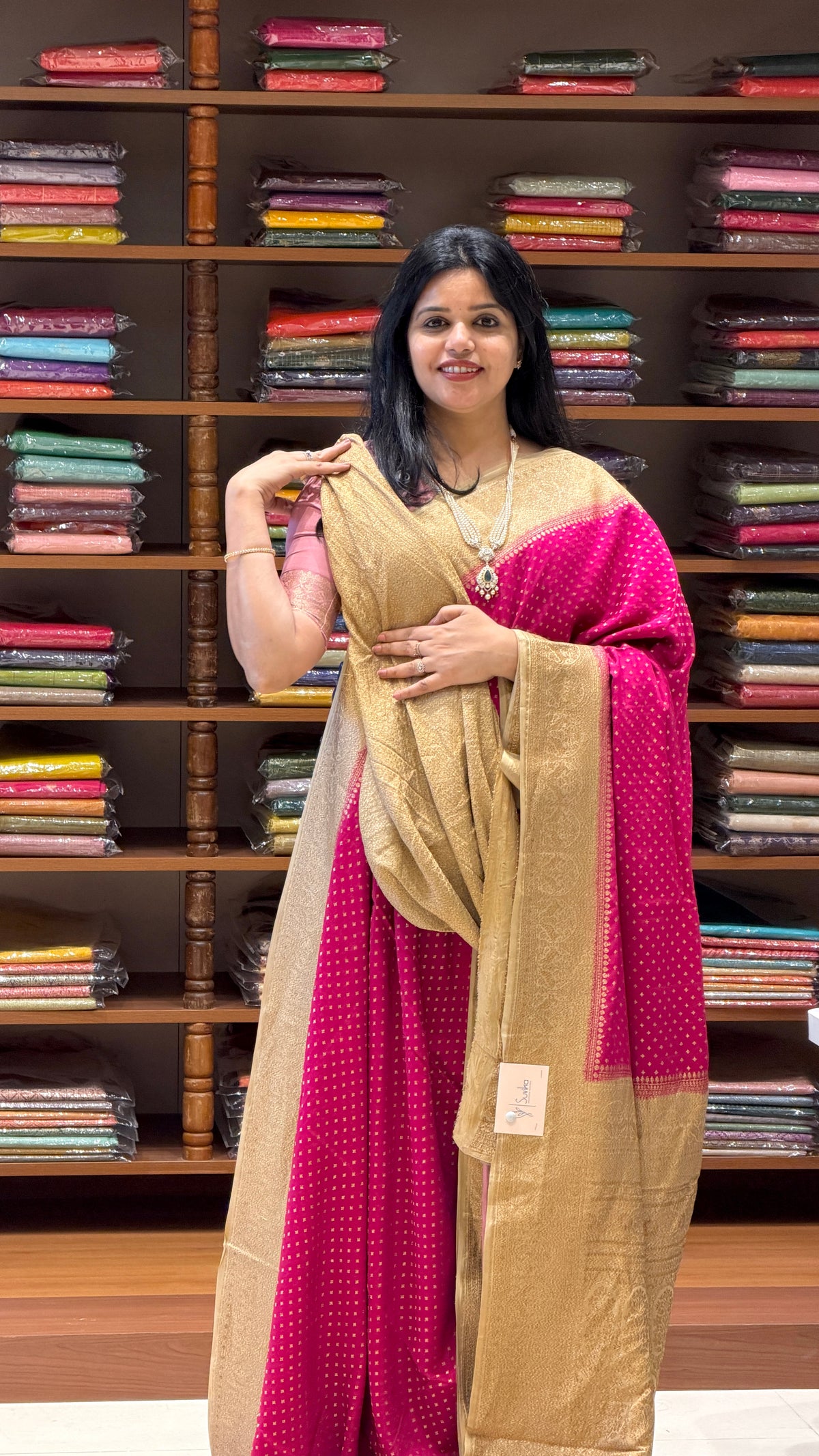 PURE BANARASI CREPE SAREE PSGM442-PINK