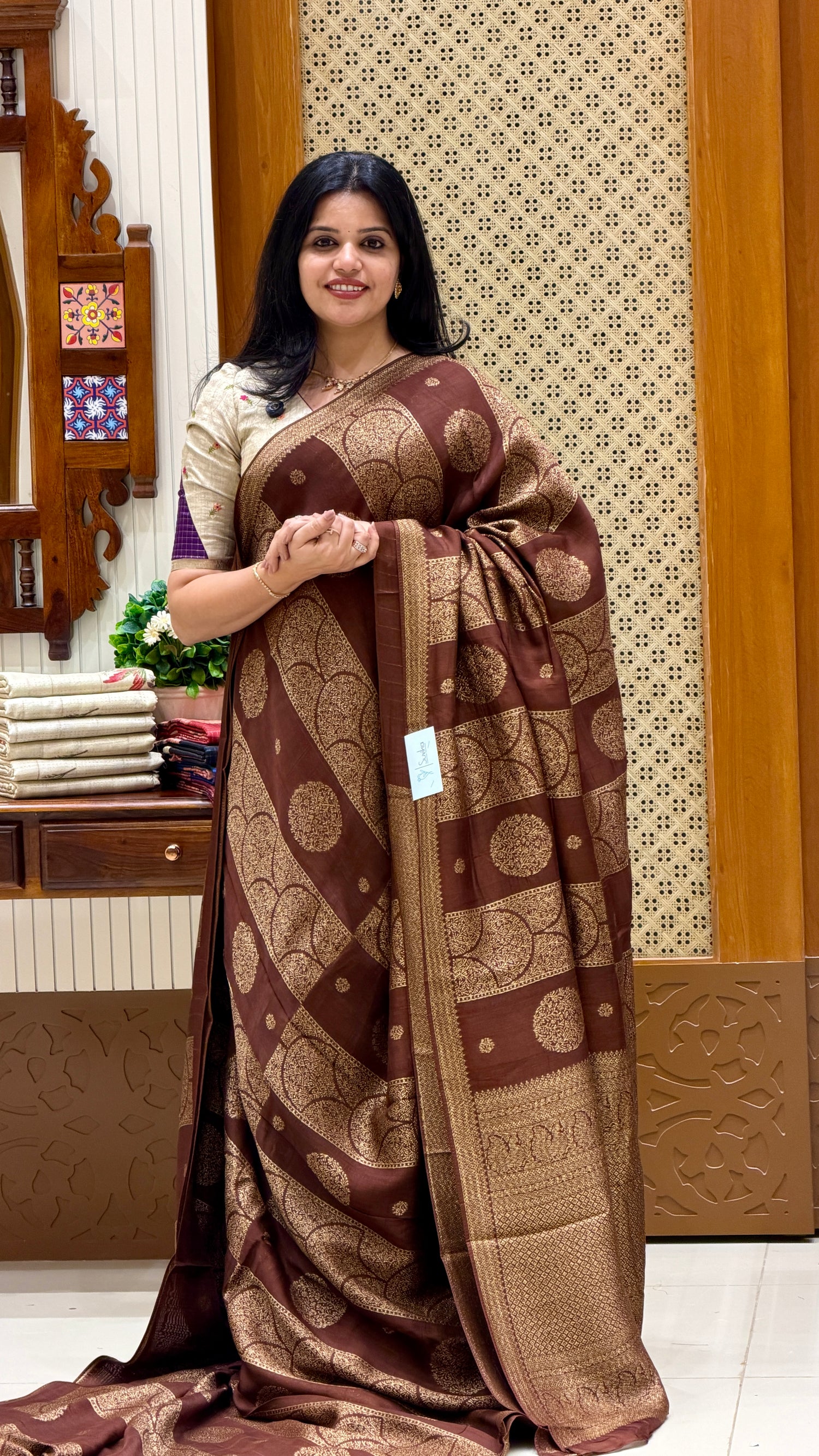 TUSSER GEORGETTE SUV5131-COFFEEBROWN