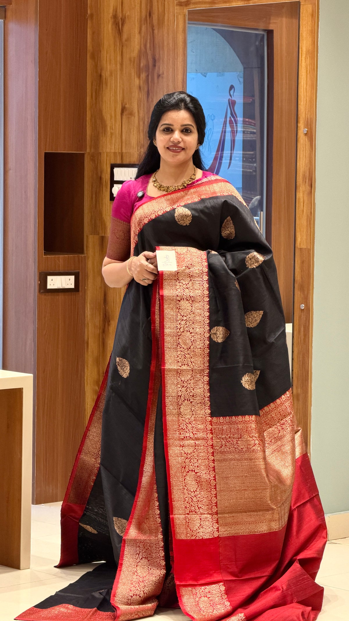 PURE BANARASI DUPION SILK PSBS193-BLACK