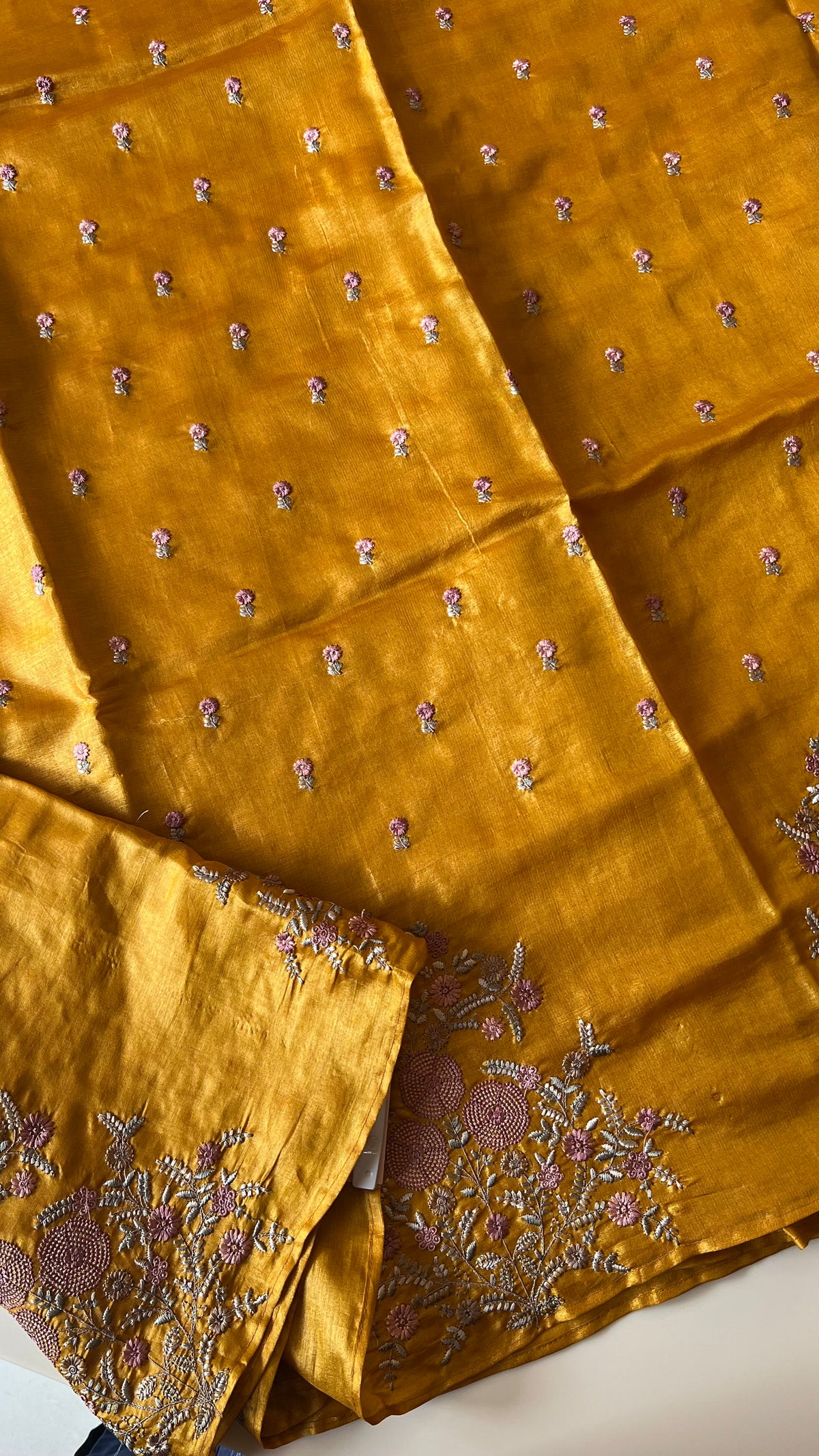 PURE TUSSER SILK SAREE PSGM403-MUSTARD