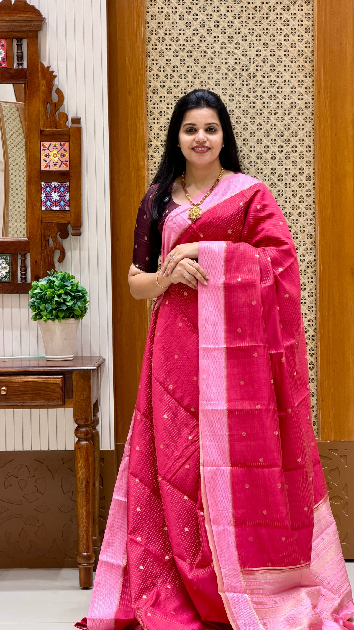 TUSSER SILK SAREE  SUV5859-PINK