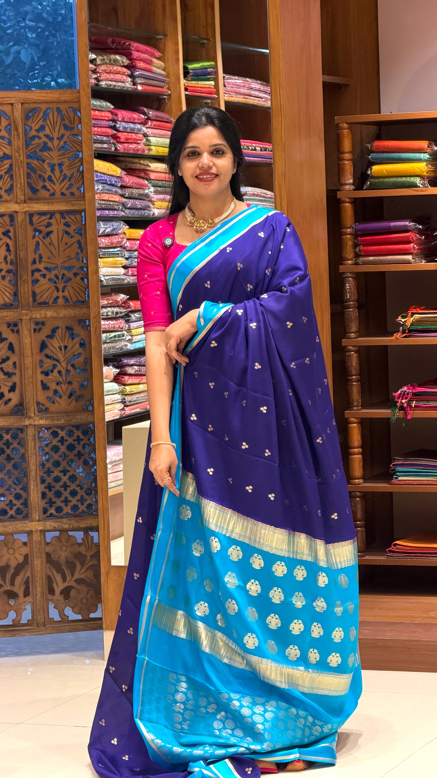 PURE MYSORE SILK SAREE PSH257-BLUE