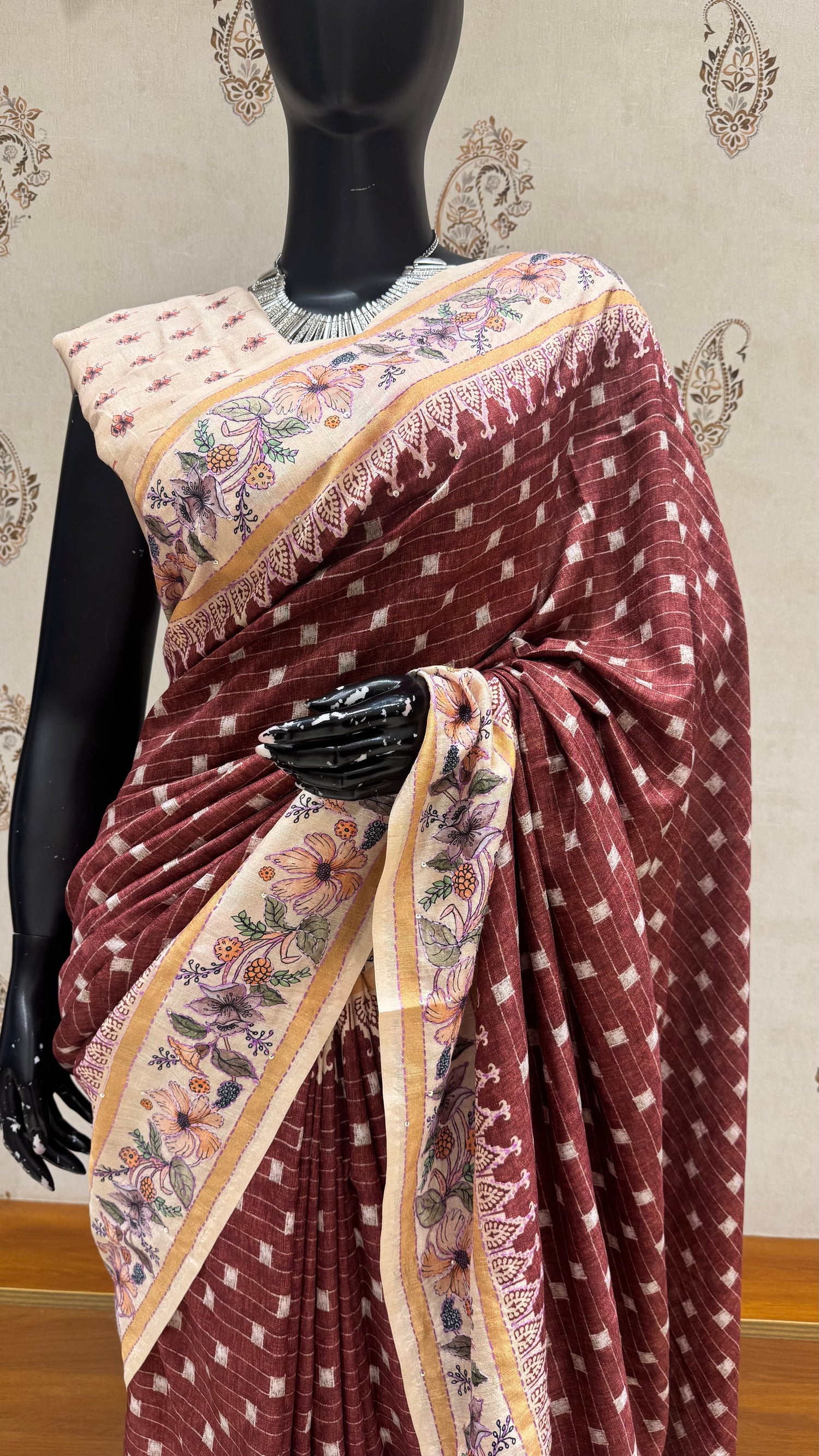 TUSSER SILK SAREE SUV5555-MAROON