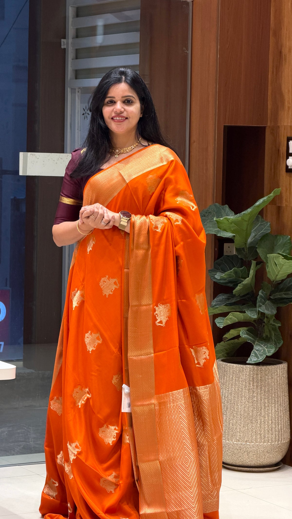 PURE MYSORE CREPE PSM1-ORANGE