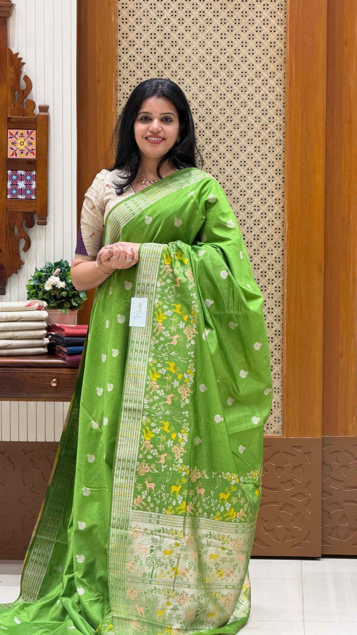 TUSSER SILK SUV3786- GREEN
