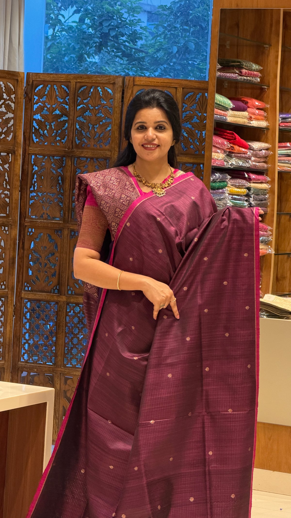 PURE BANARASI DUPION SILK PSJV375-WINE