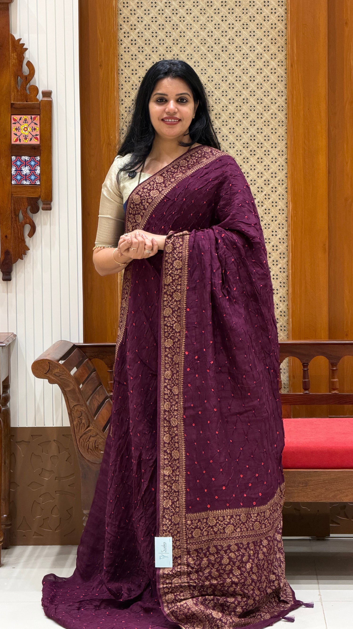 SUV4396-WINE(brocade blouse)