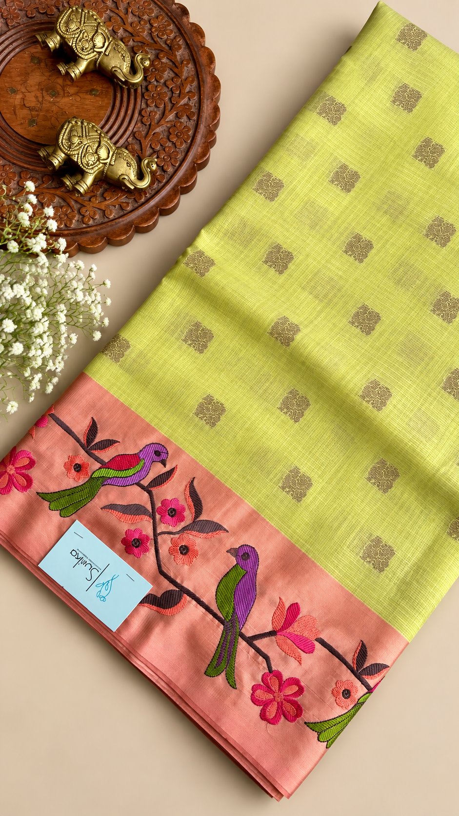 KOTA SILK SUV5183-PARROTGREEN WITH PEACH