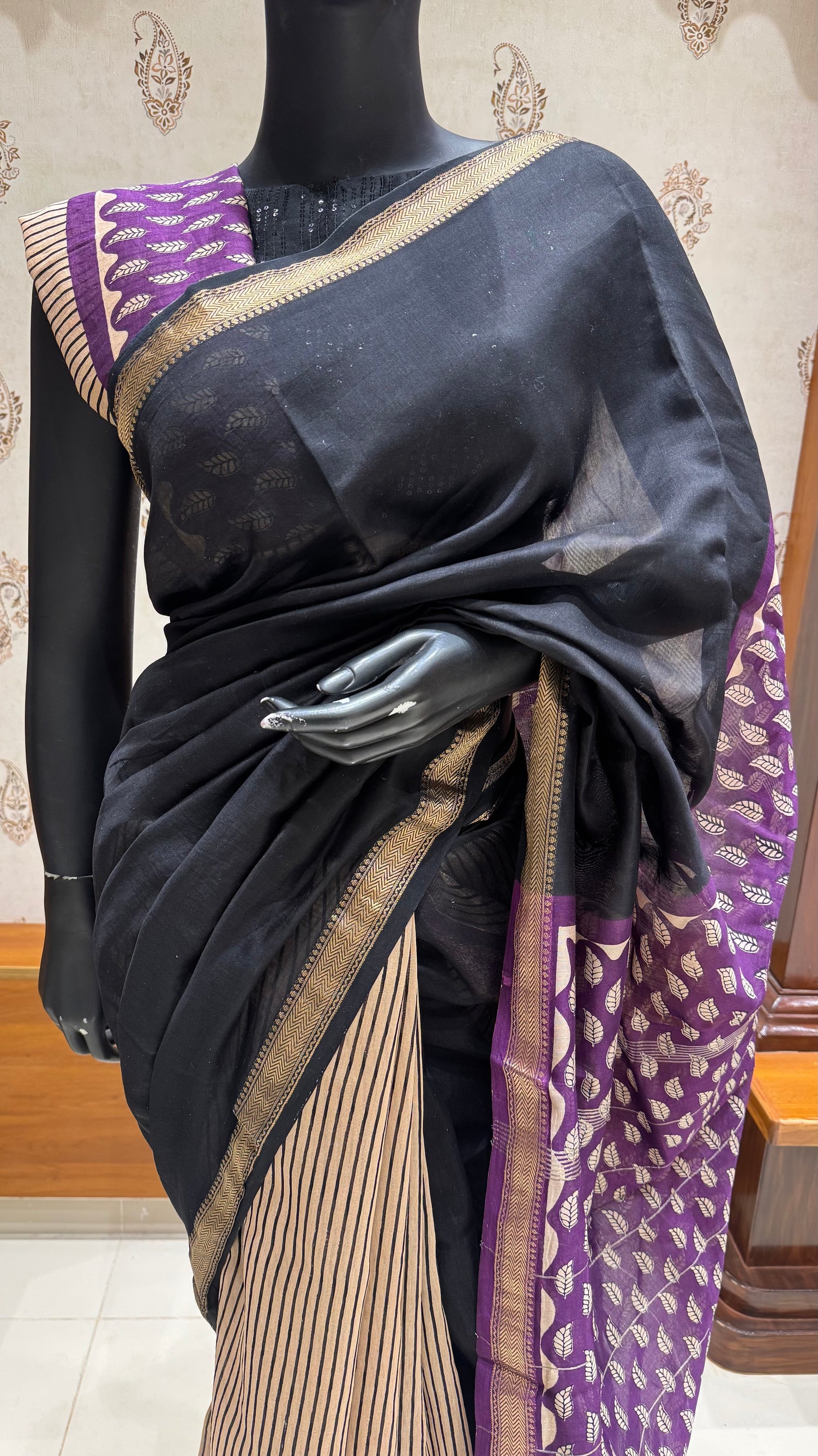 CHANDERI SILK COTTON SUV5023-BLACK