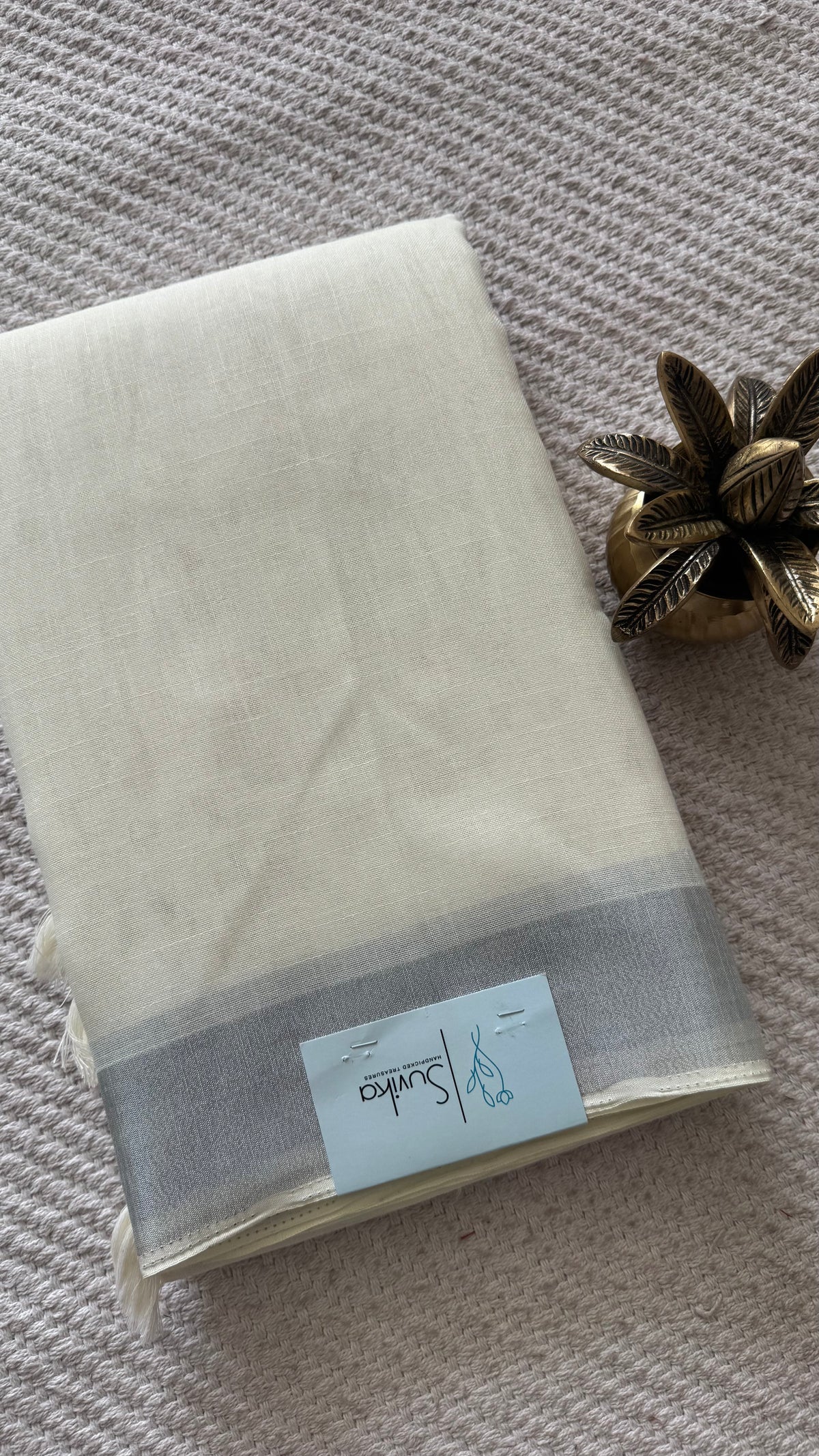LINEN COTTON SAREE SUV5940-WHITE