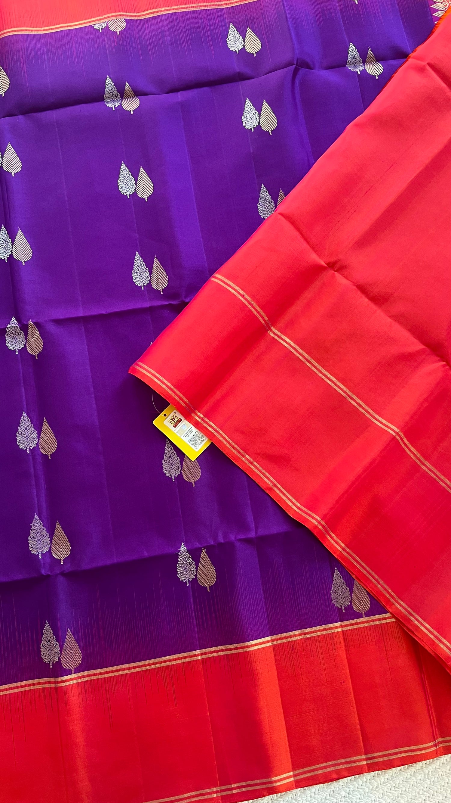 PSUV123 - PURPLE WITH ORANGE PURE SOFT SILK SAREE