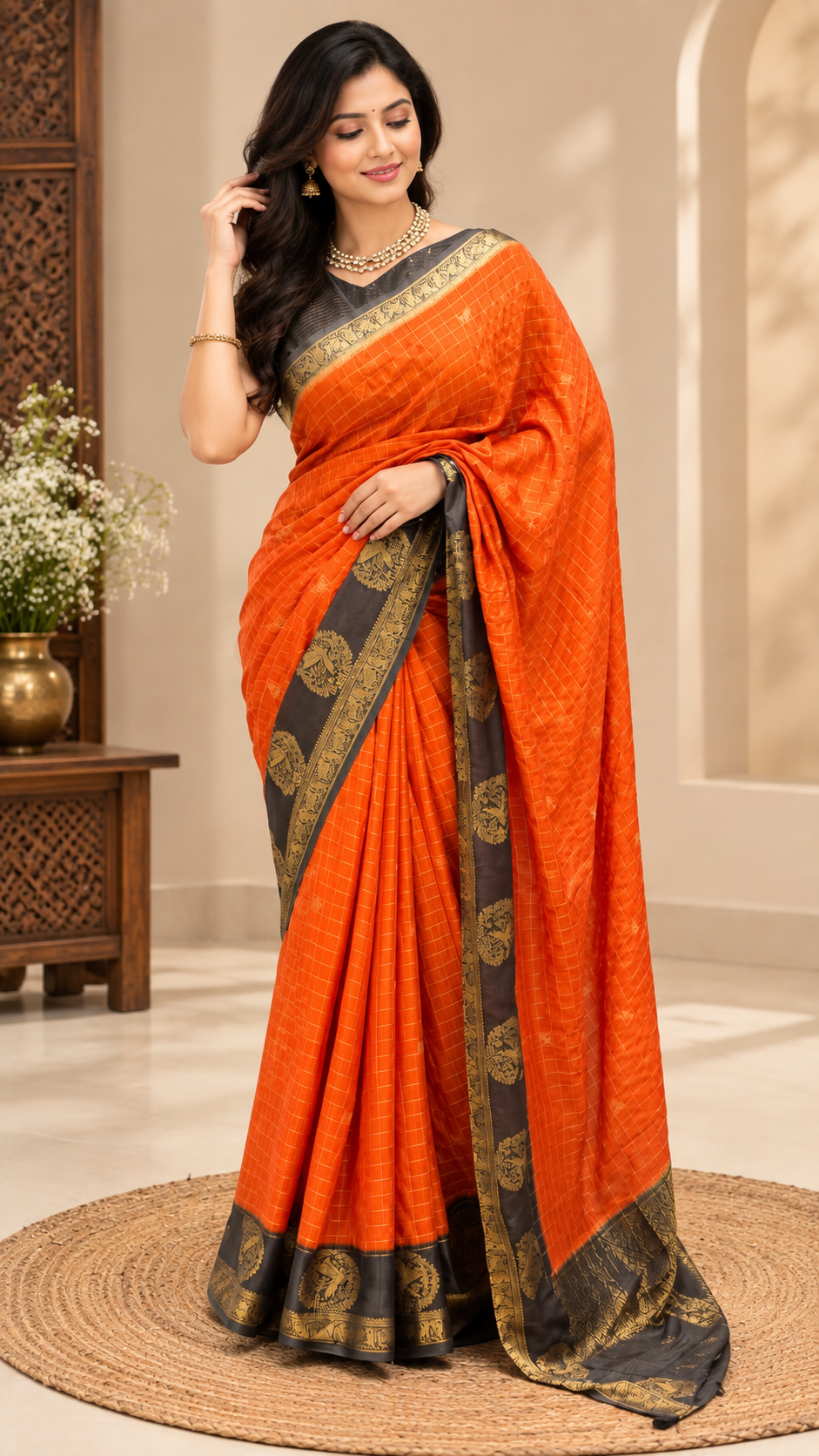 MUNGA COTTON SAREE SUV5478-ORANGE