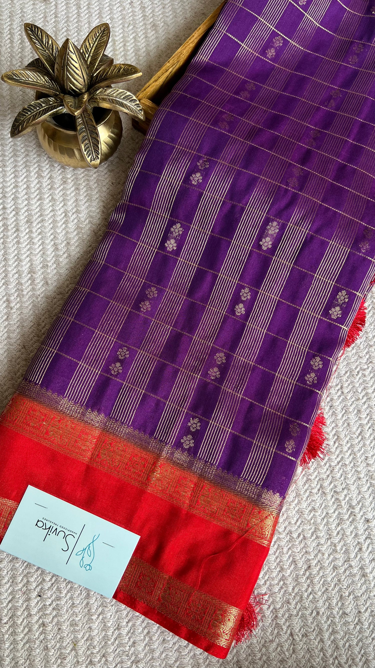 CREPE SILK SAREE SUV5476-PURPLE WITH RED