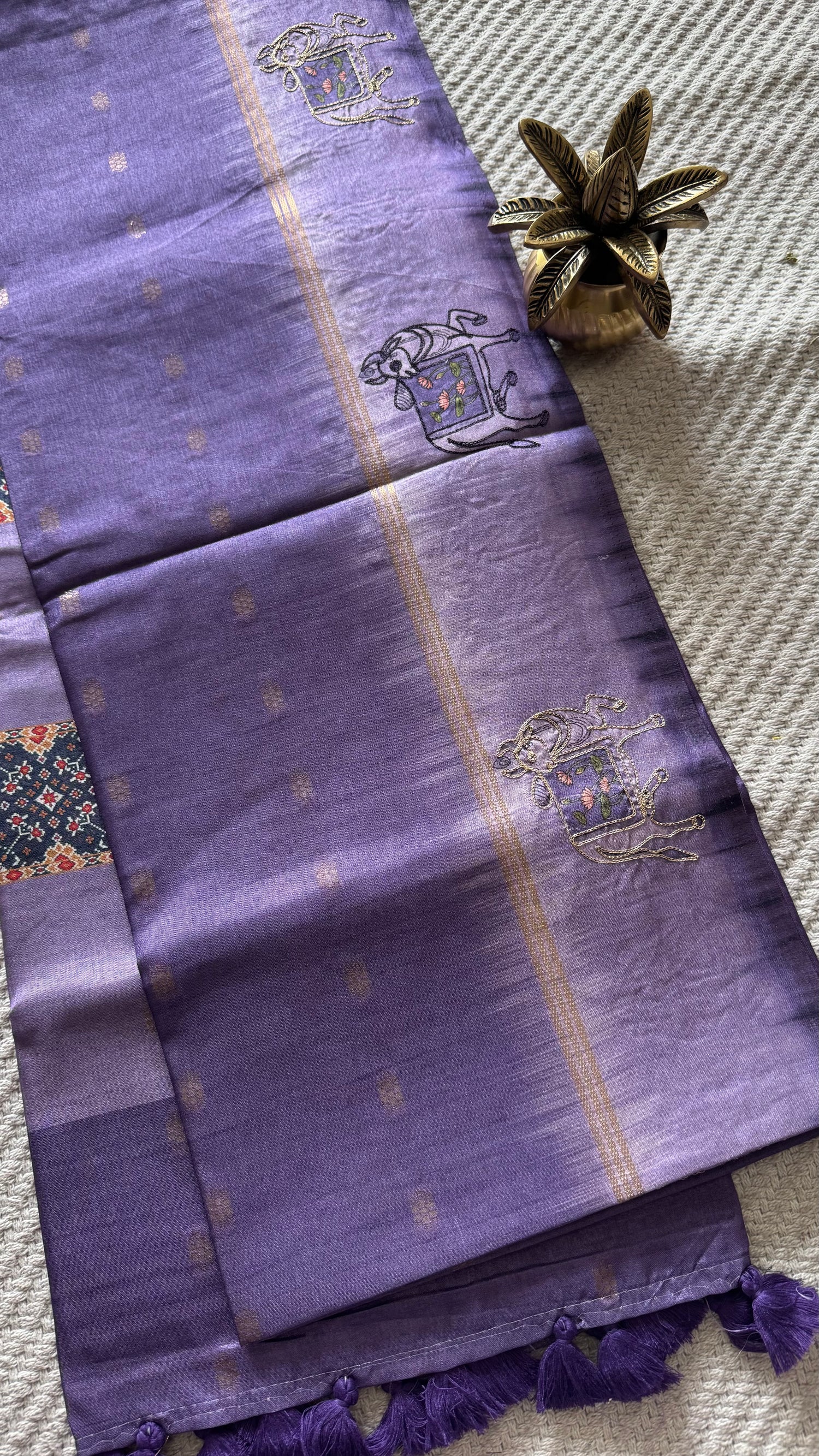TUSSER SILK SAREE SUV5576-LAVENDER