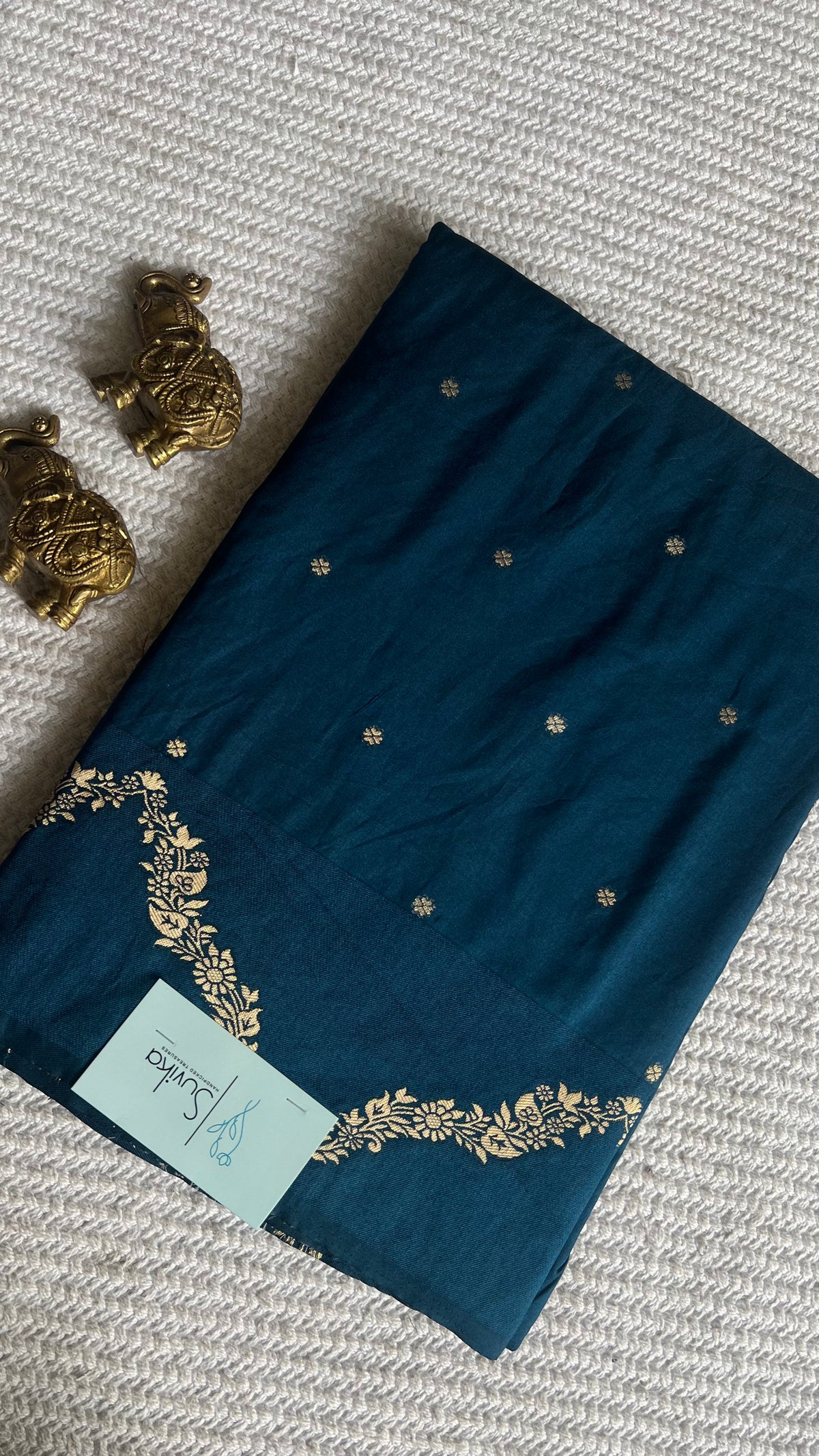 Crepe silk saree SUV5836-PEACOCKBLUE