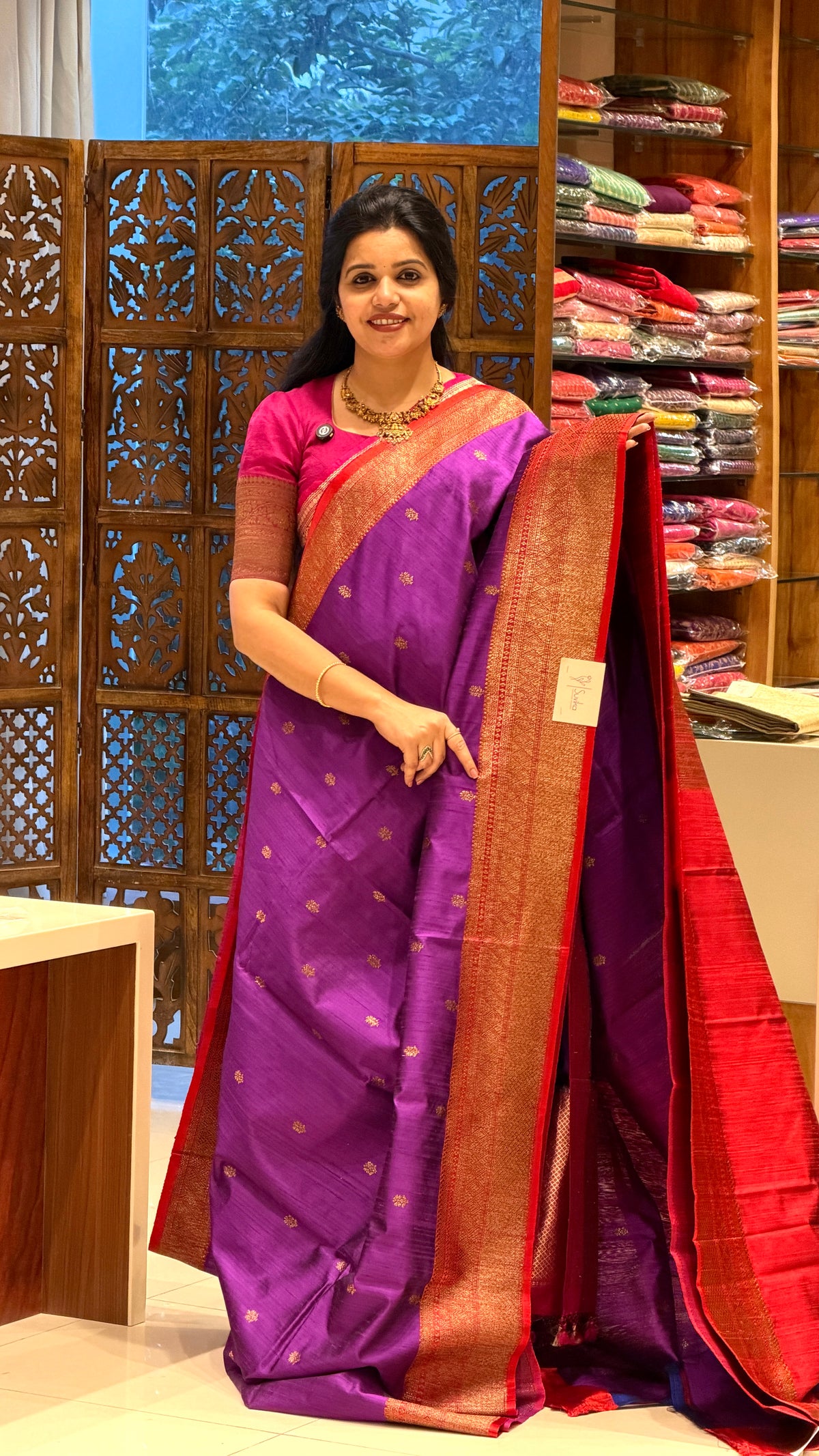 PURE BANARASI DUPION SILK PSBS187-PURPLE