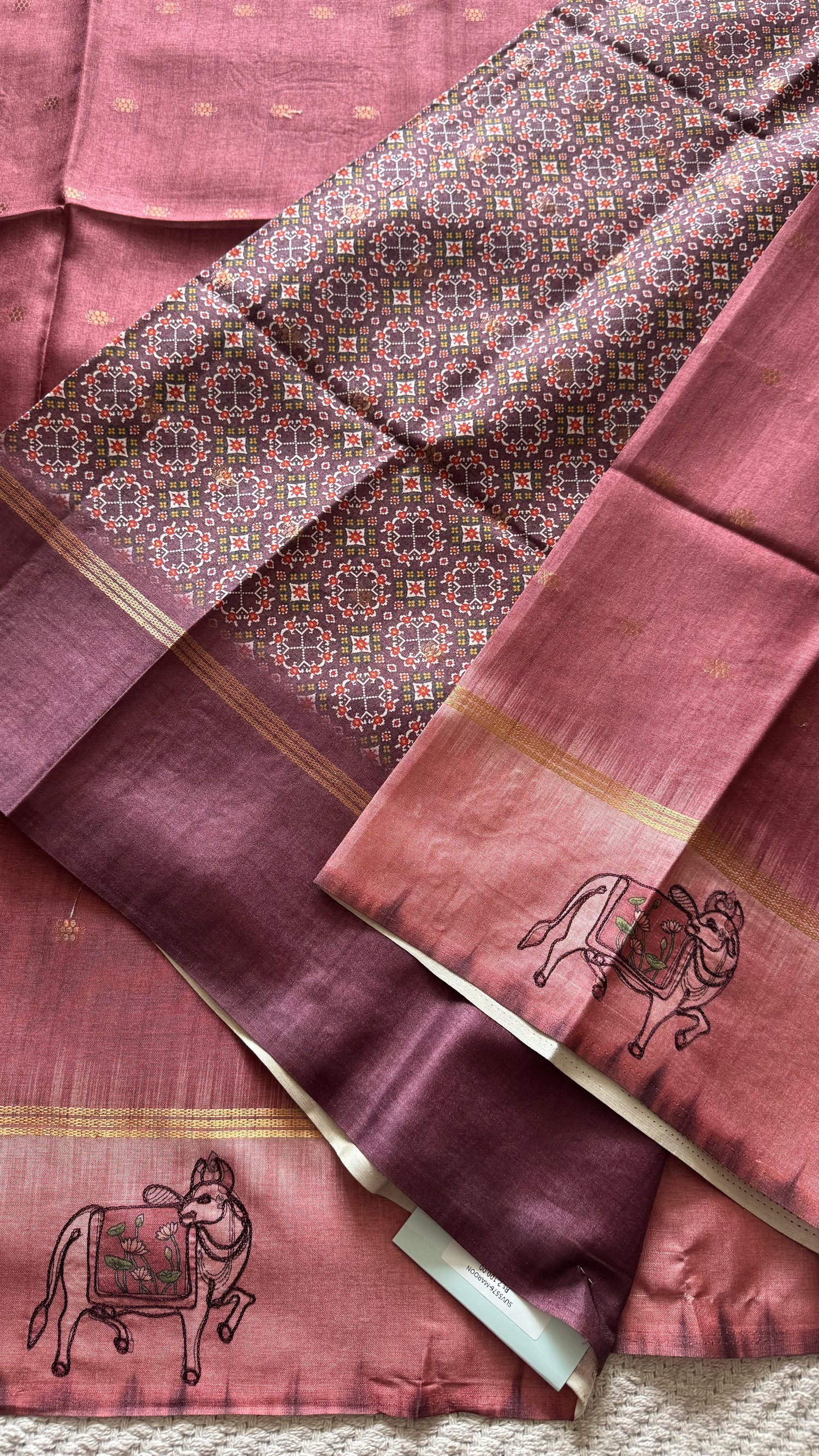 TUSSER SILK SAREE SUV5576-MAROON