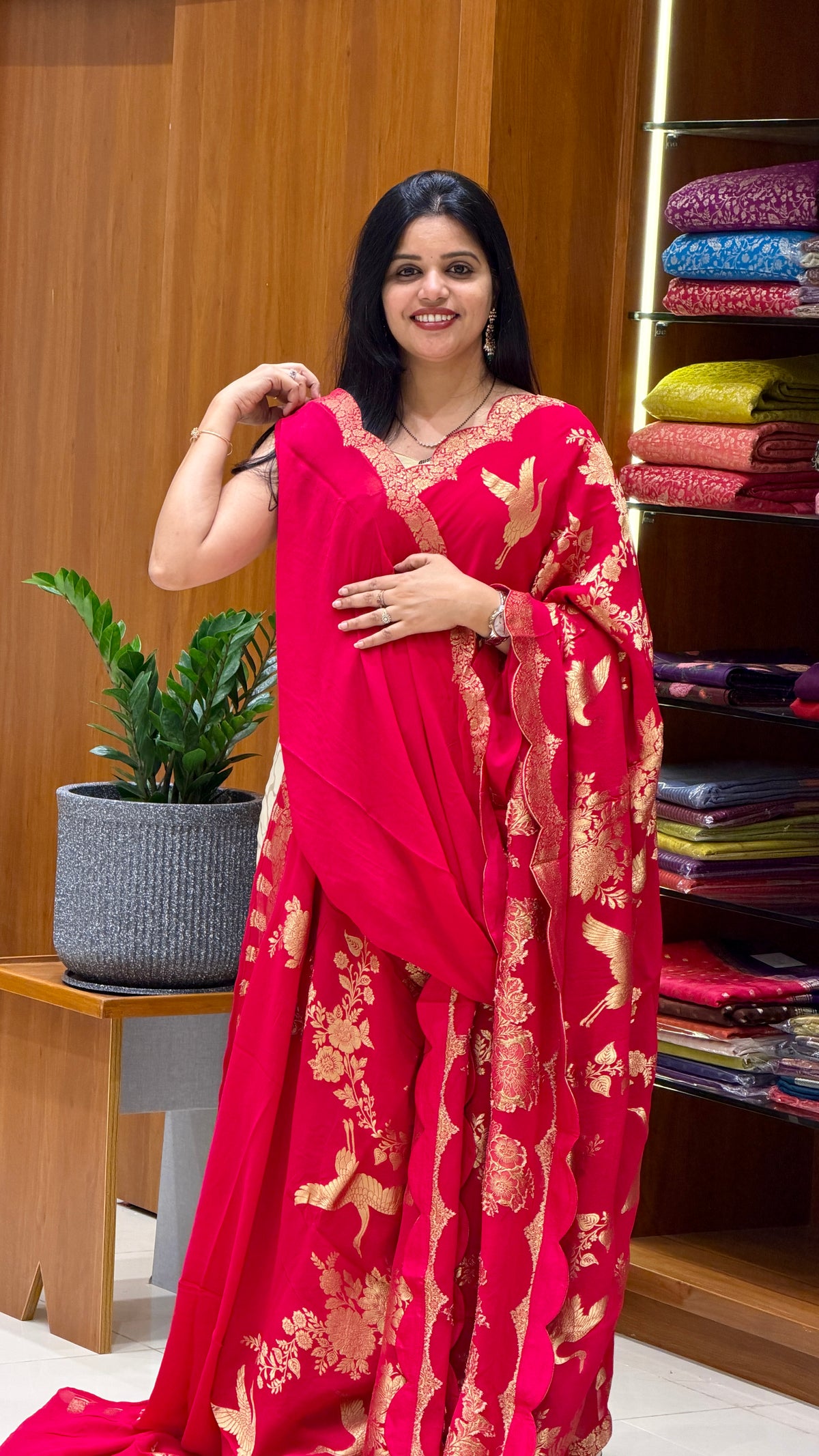 SUV5503-PINK Banarasi georgette saree