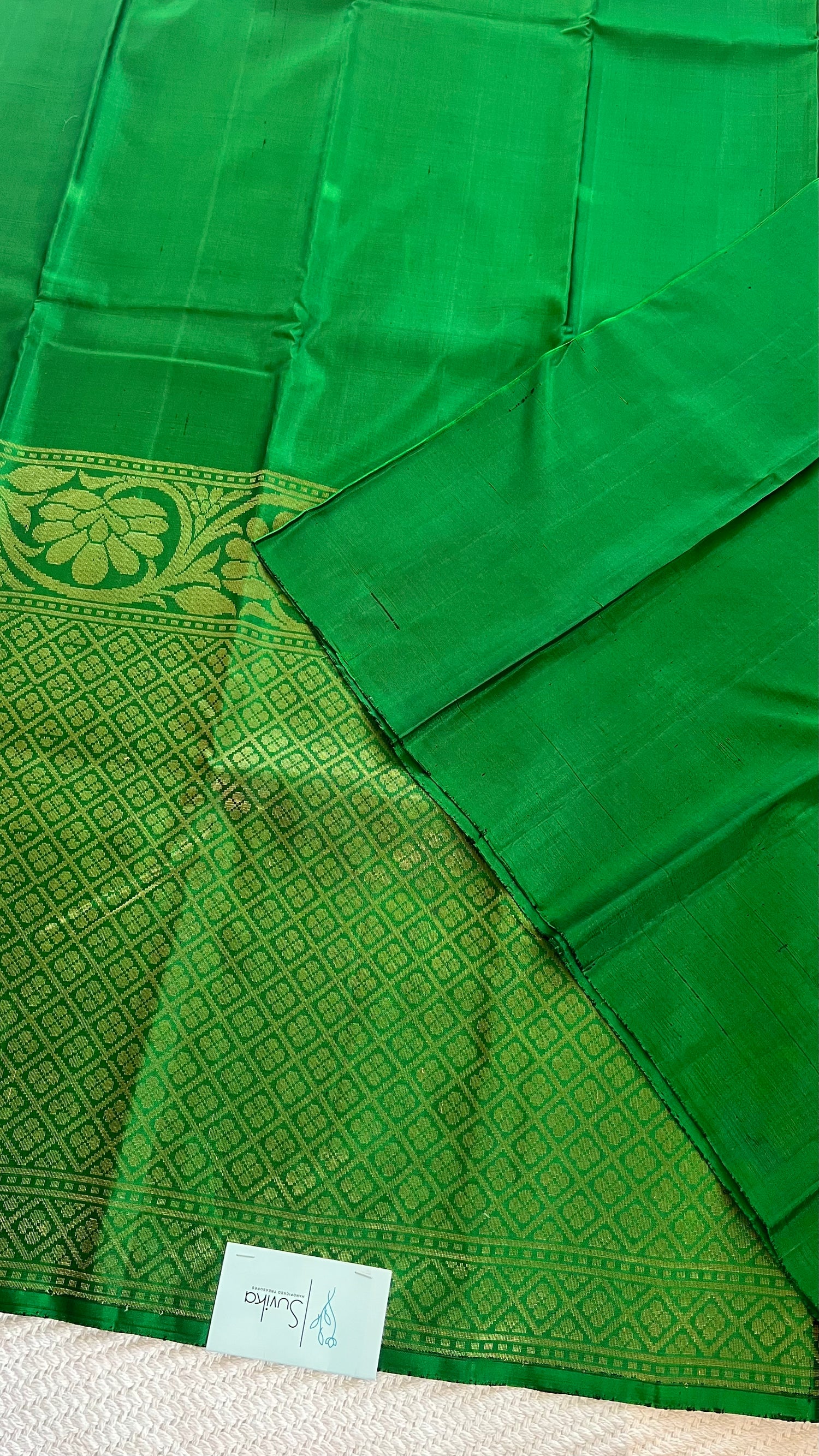 SUV3080-BOTTLEGREEN PURE KANCHIPURAM SAREE